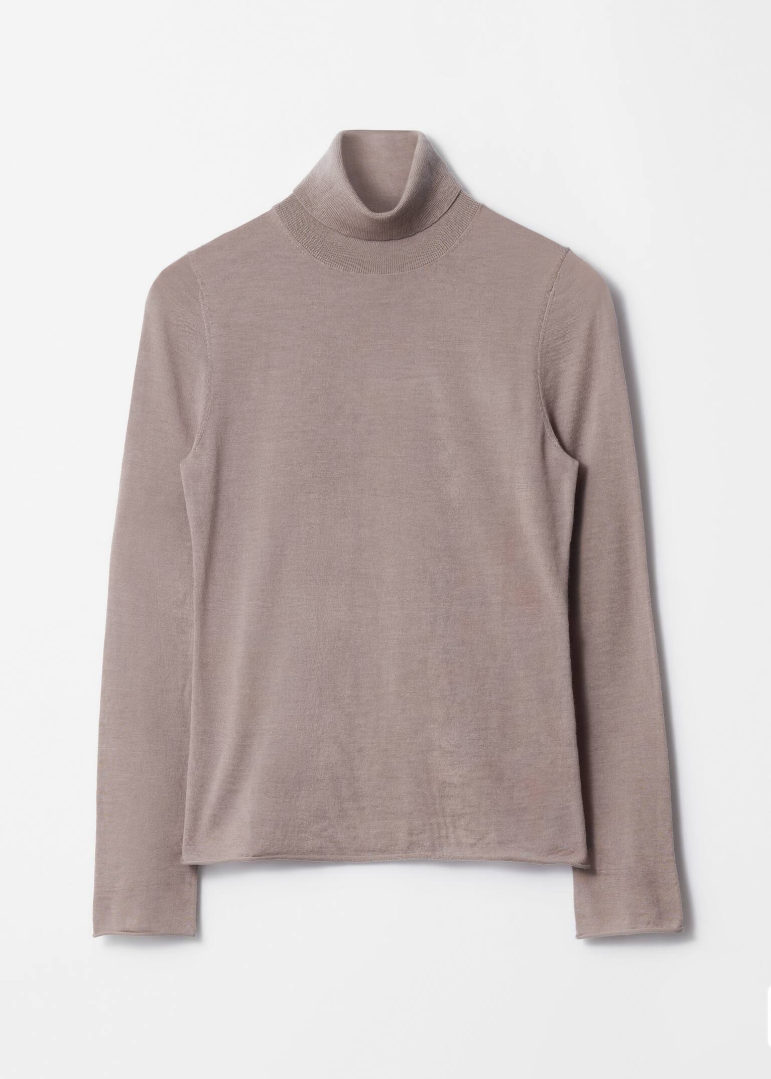 Rollkragenpullover aus Merinowolle - Graubraun - 1