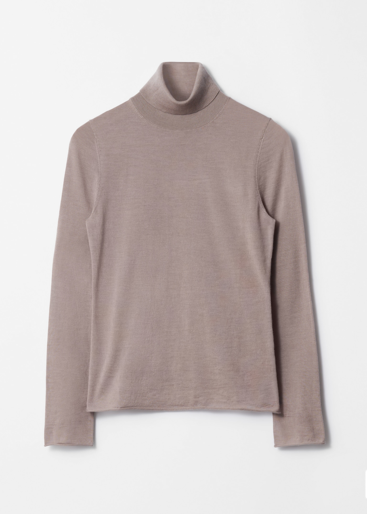 Rollkragenpullover aus Merinowolle - Graubraun/Schwarz