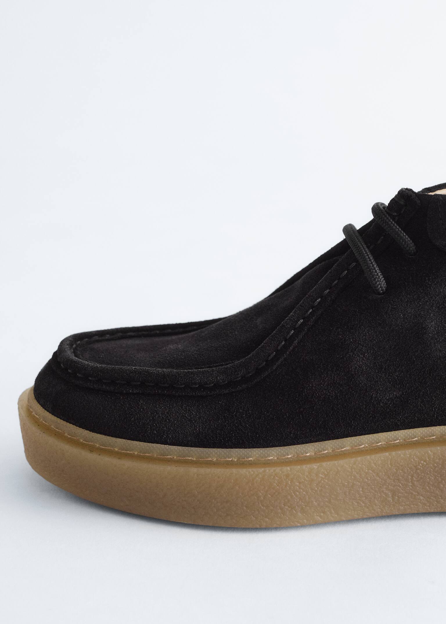 Platforme Desert din Piele întoarsă - Negru/Cognac - 4