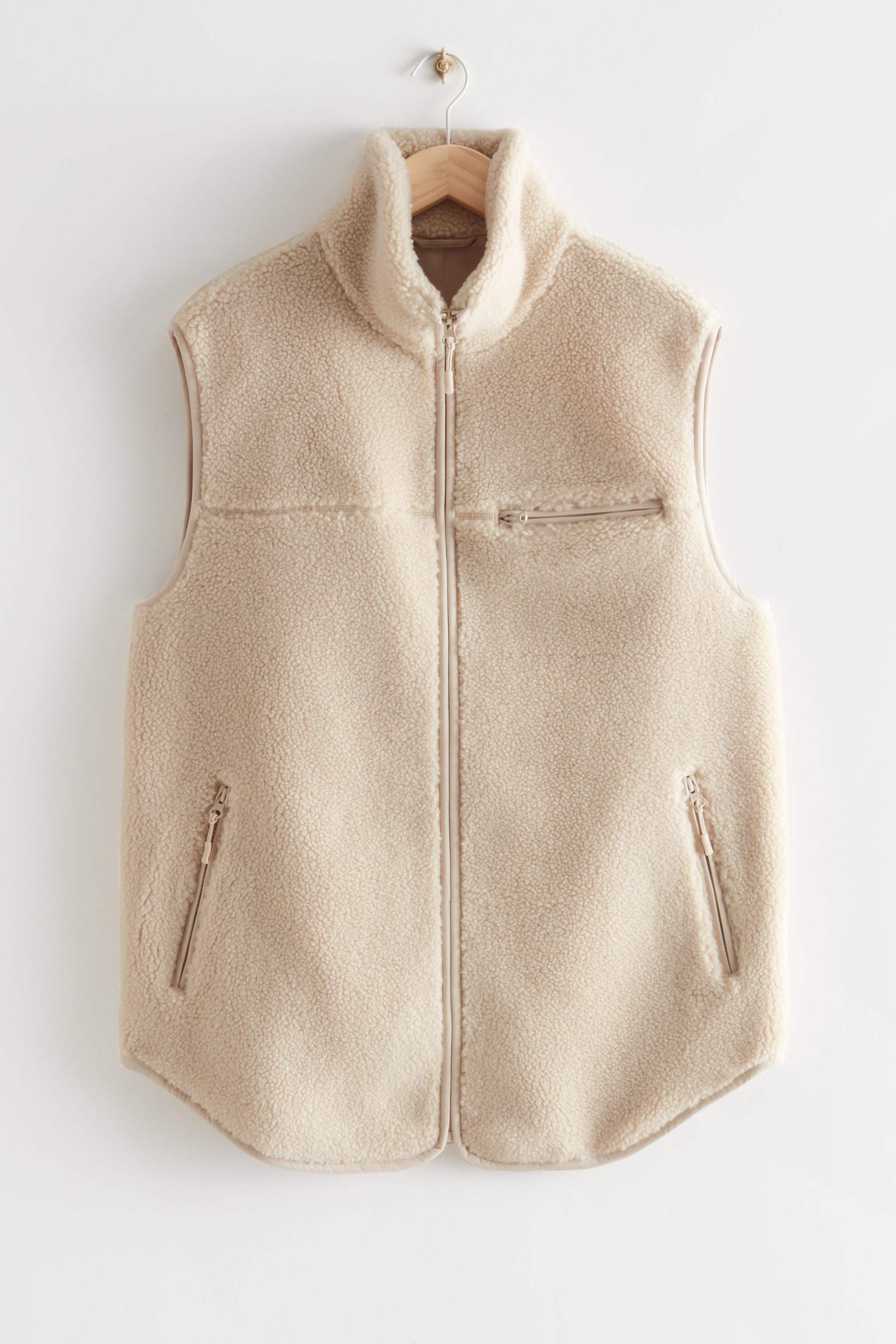 Vis større bilde: Oversized Pile Zip Vest - Beige - Ladies | H&M NO 1