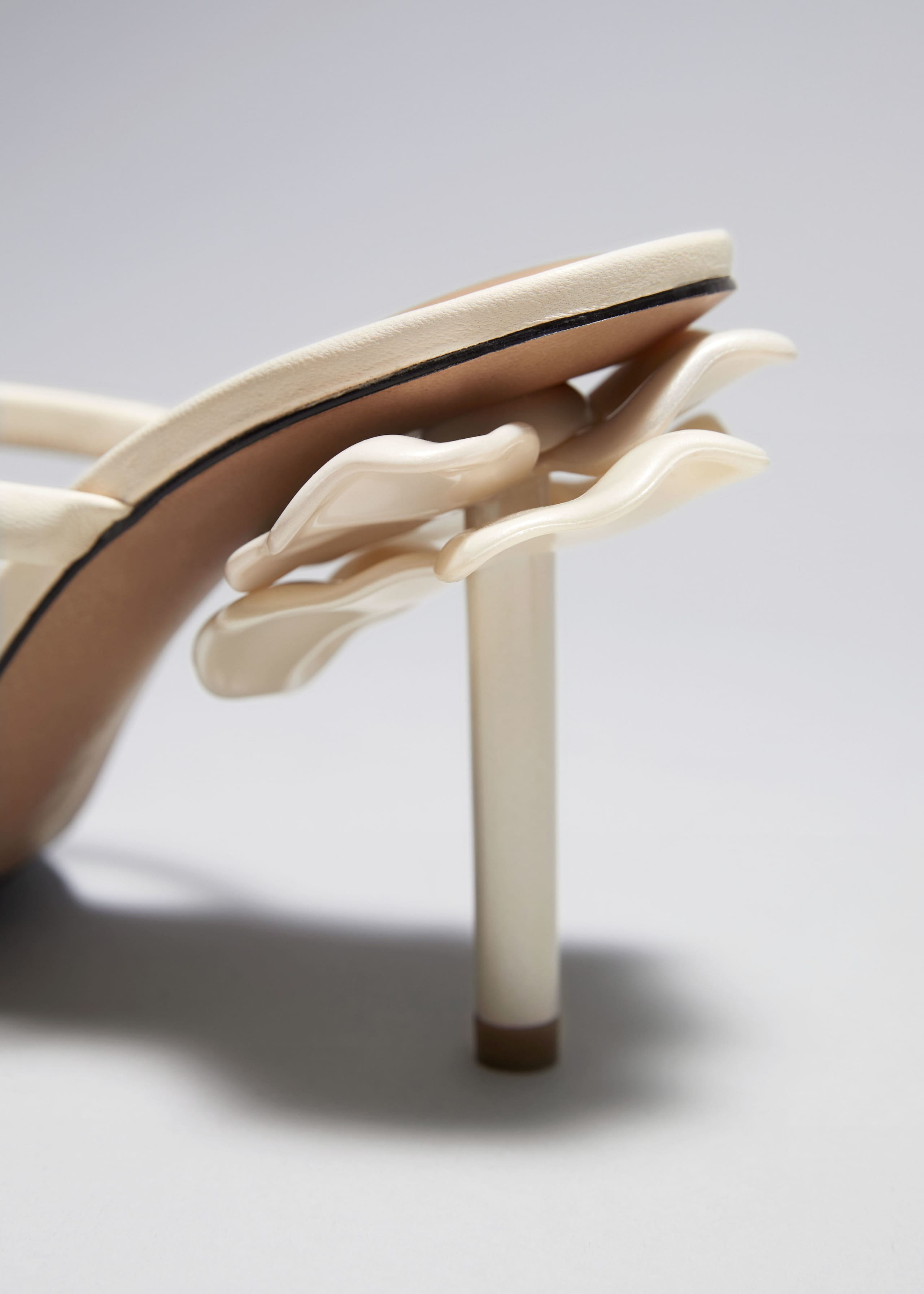 Image of Flower Embellished Leather Mules