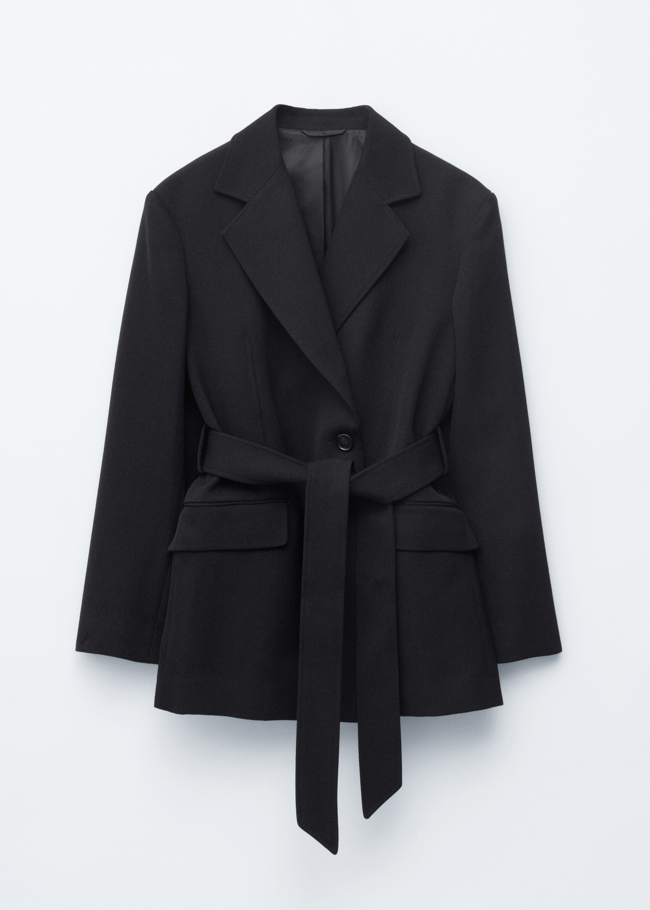 Wool Tie-Belt Blazer