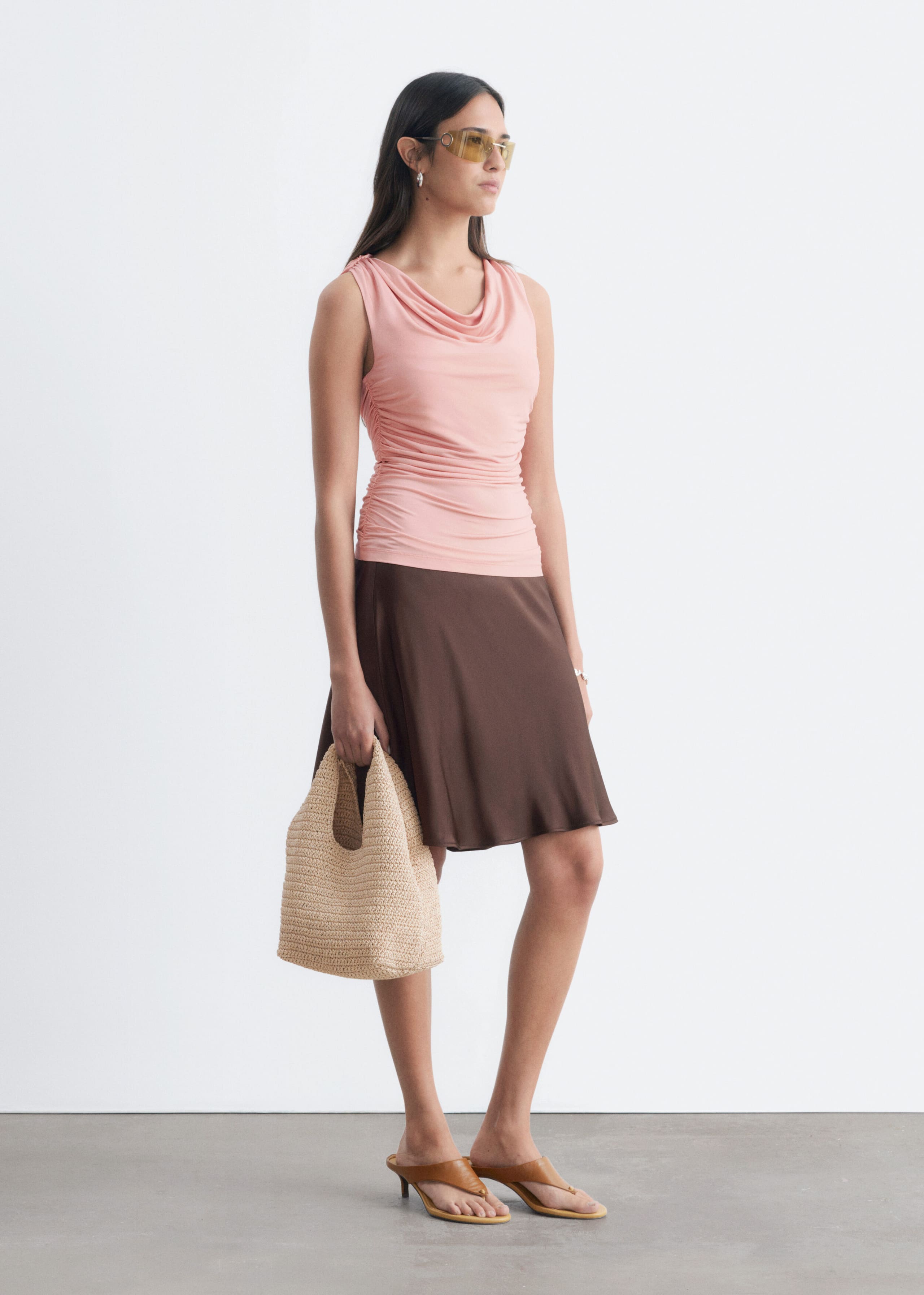 Haut sans manches à col bénitier - Rose - Lookbook