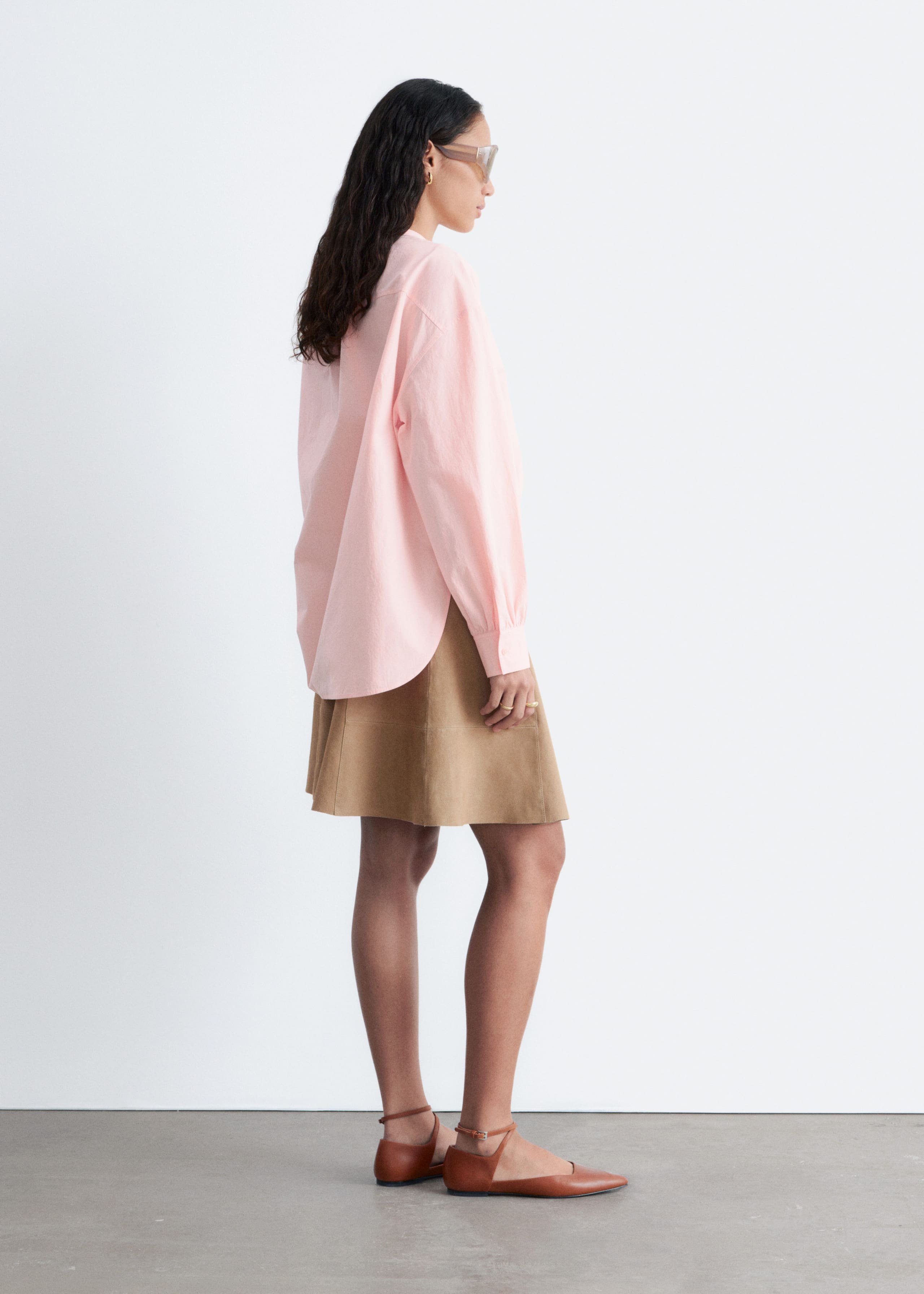 Oversized Cotton Shirt - White - Lookbook