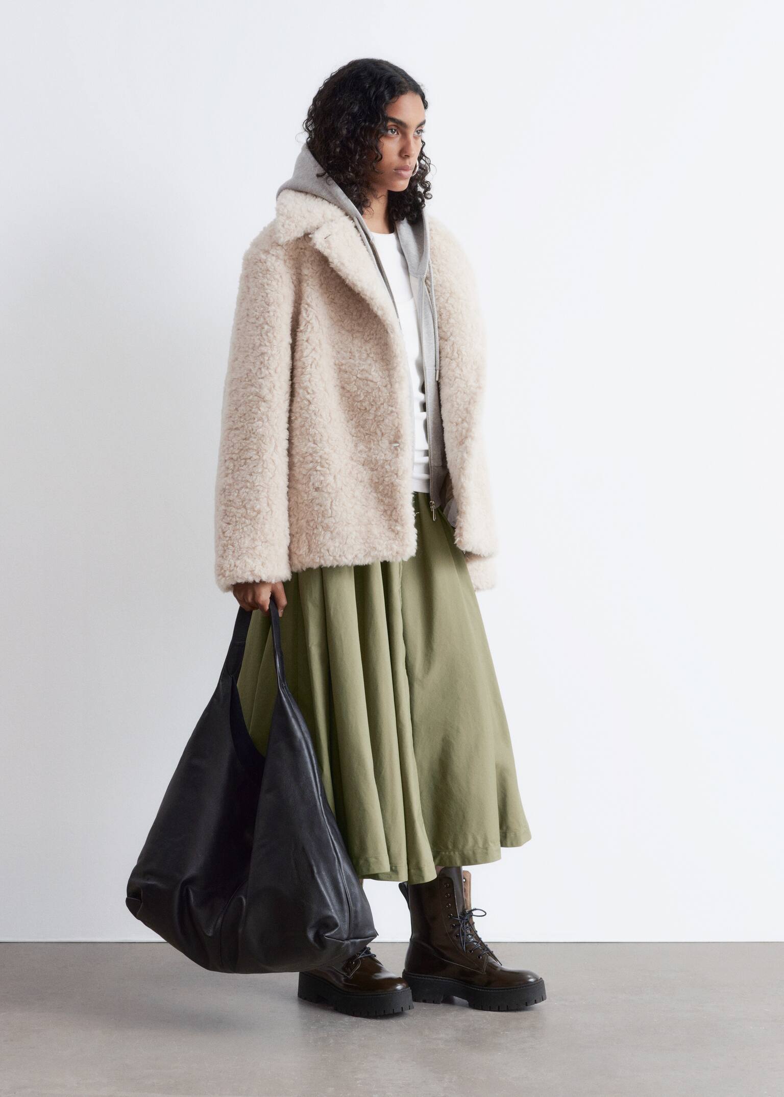 Wool-Blend Faux-Fur Jacket - Beige - 8