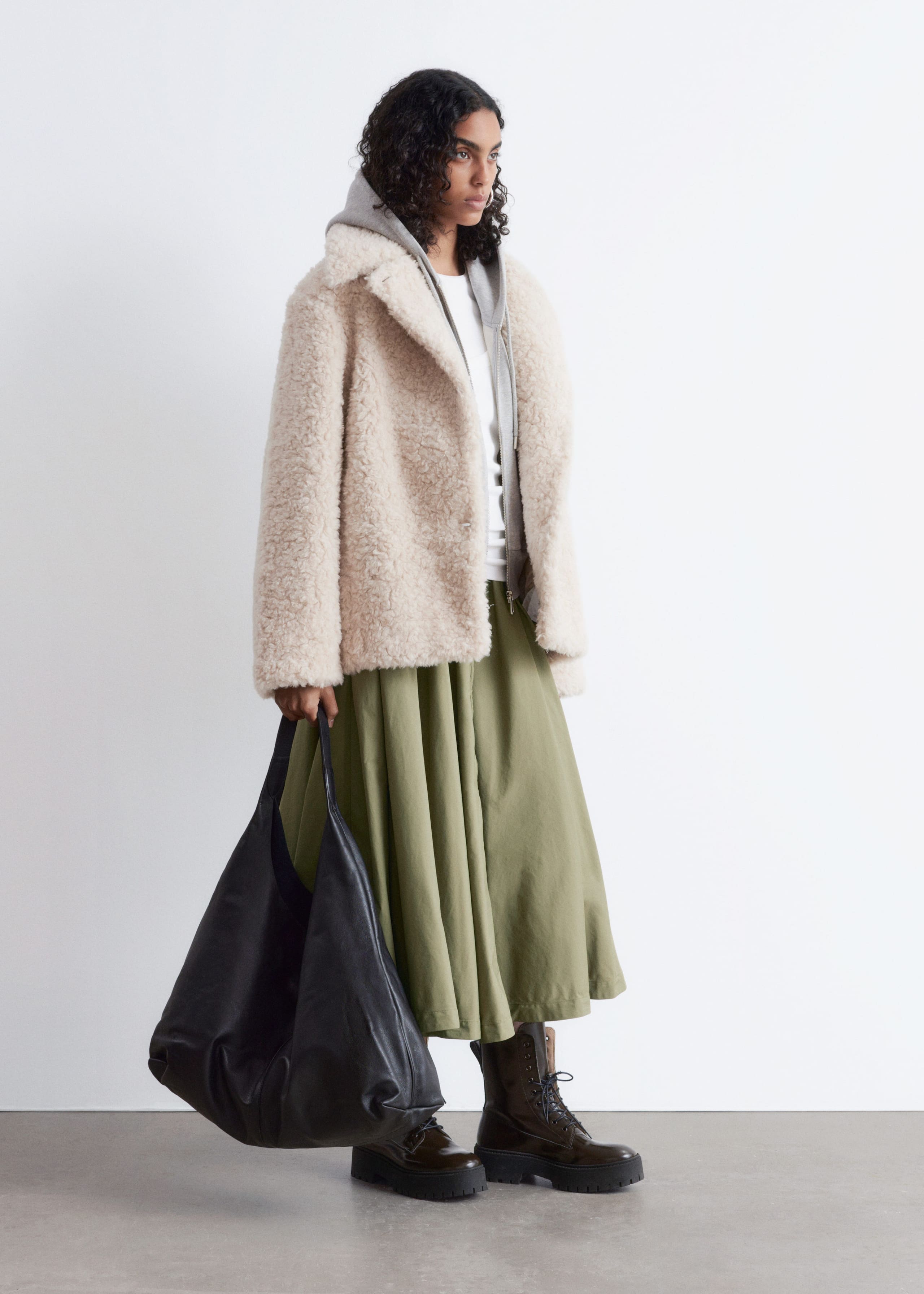 Wool-Blend Faux-Fur Jacket - Beige - Lookbook