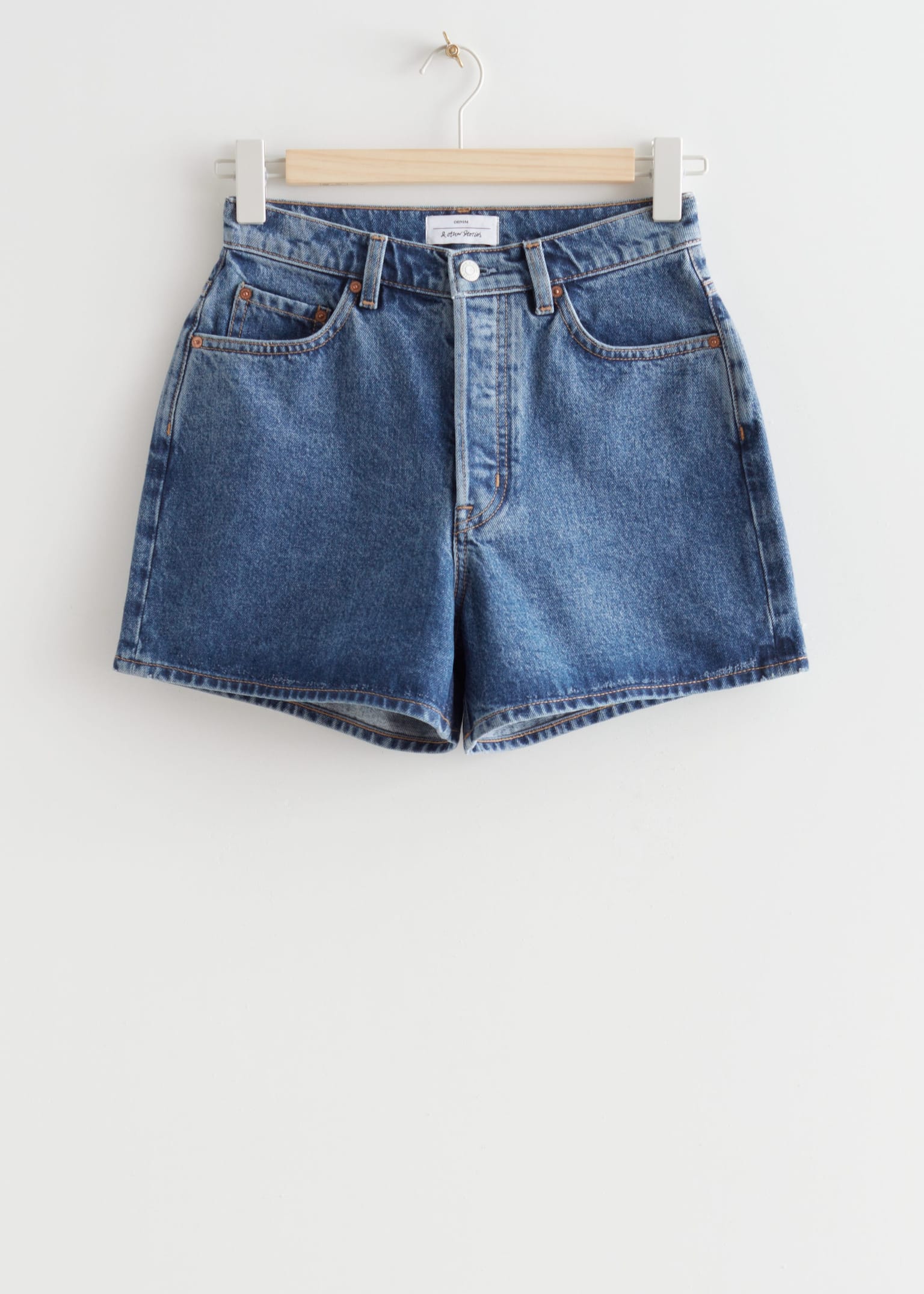 High-Waist Denim Shorts - River Blue