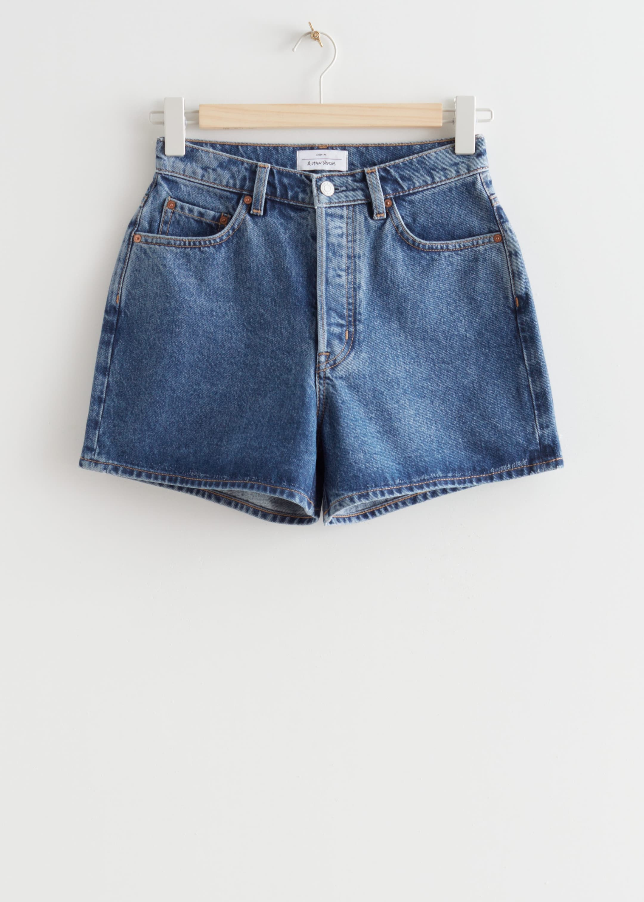 Grotere afbeelding bekijken: High-Waist Denim Shorts - River Blue - DAMES | H&M BE 1