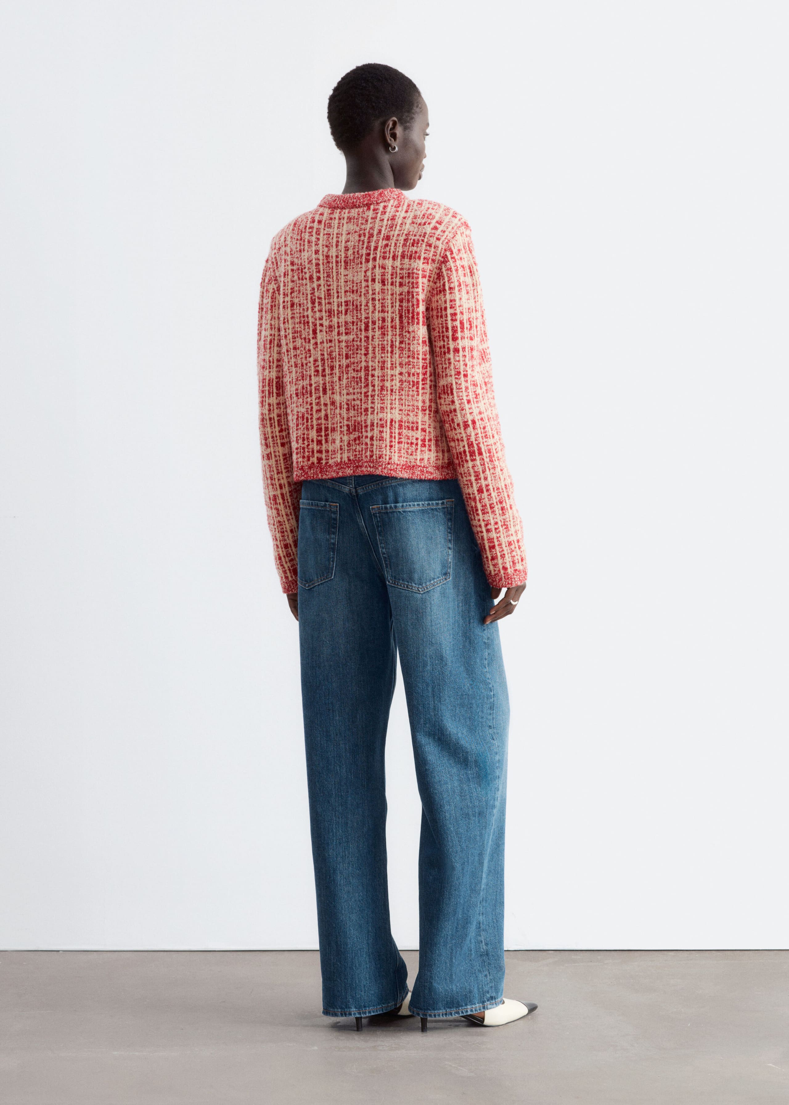 Cardigan i ull- och bomullsblandning – Röd/Vit – lookbook