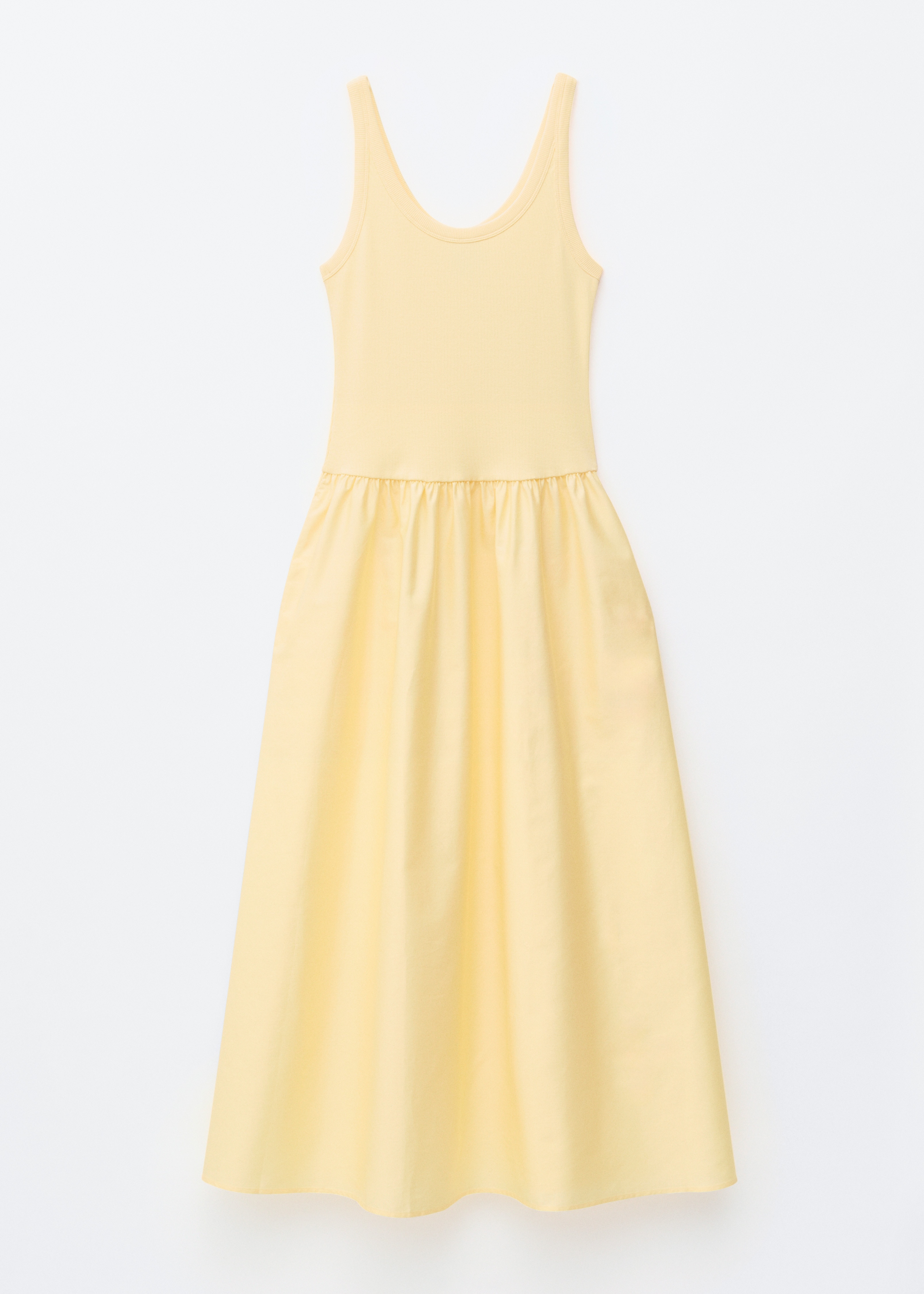 Cotton Rib Tank Midi Dress - Gul/Sort