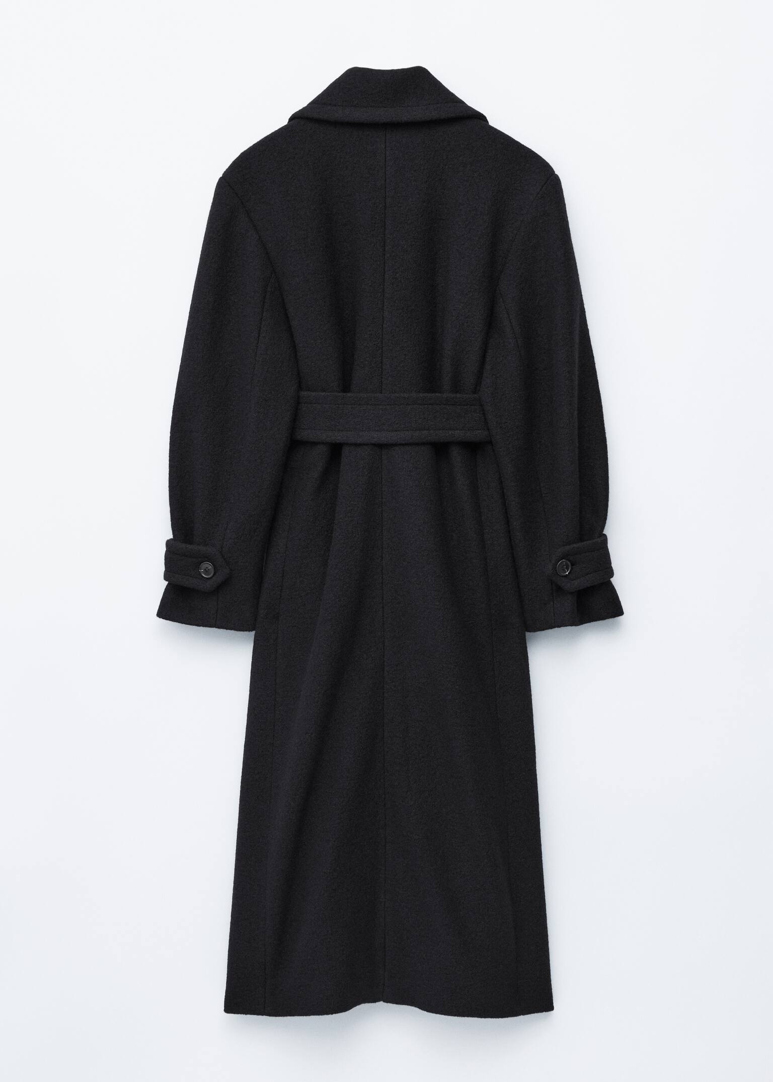 Tie-Belt Wool Coat - Black - 8