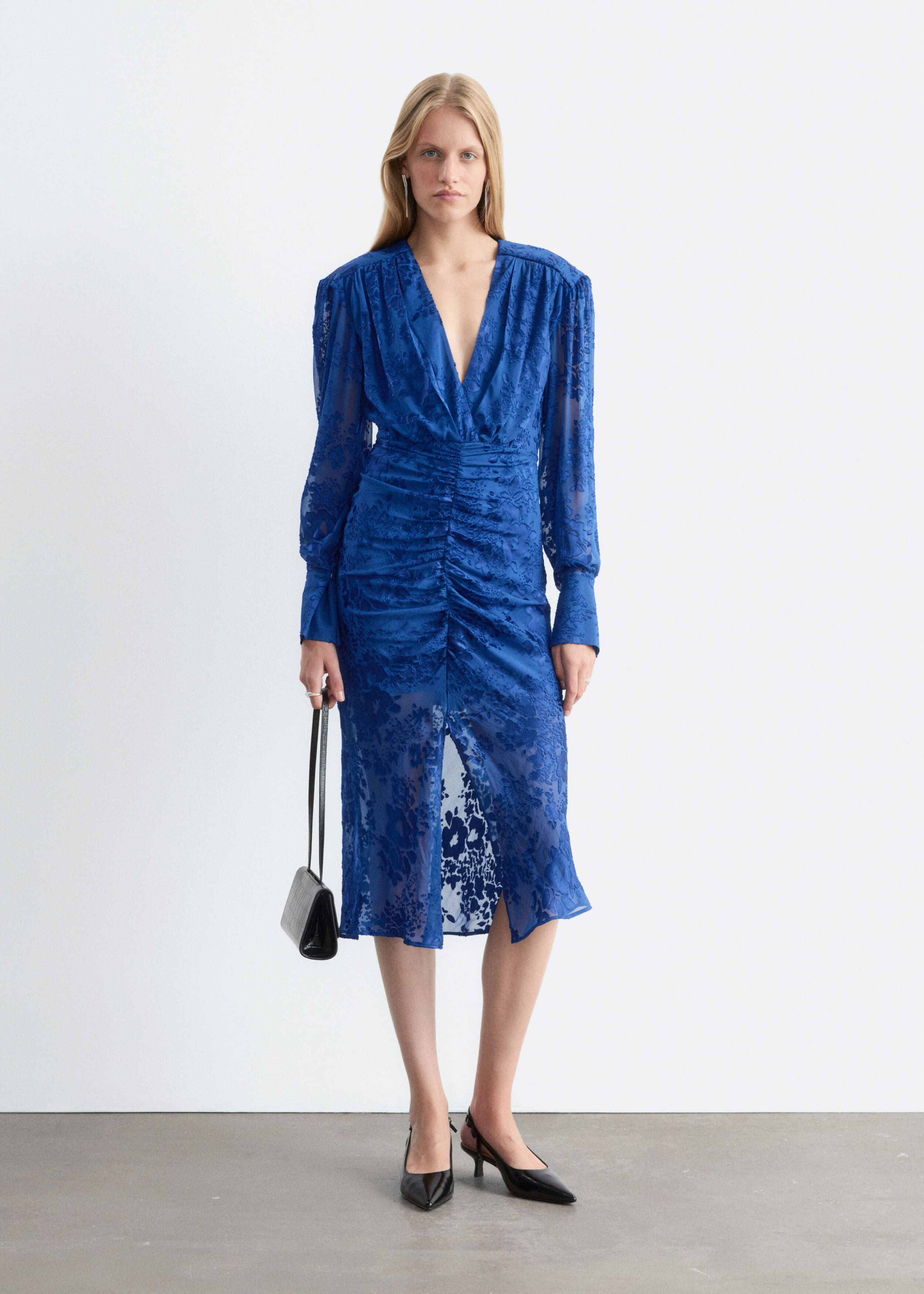 Silk-Blend Chiffon Dress - Blue/Florals - Lookbook