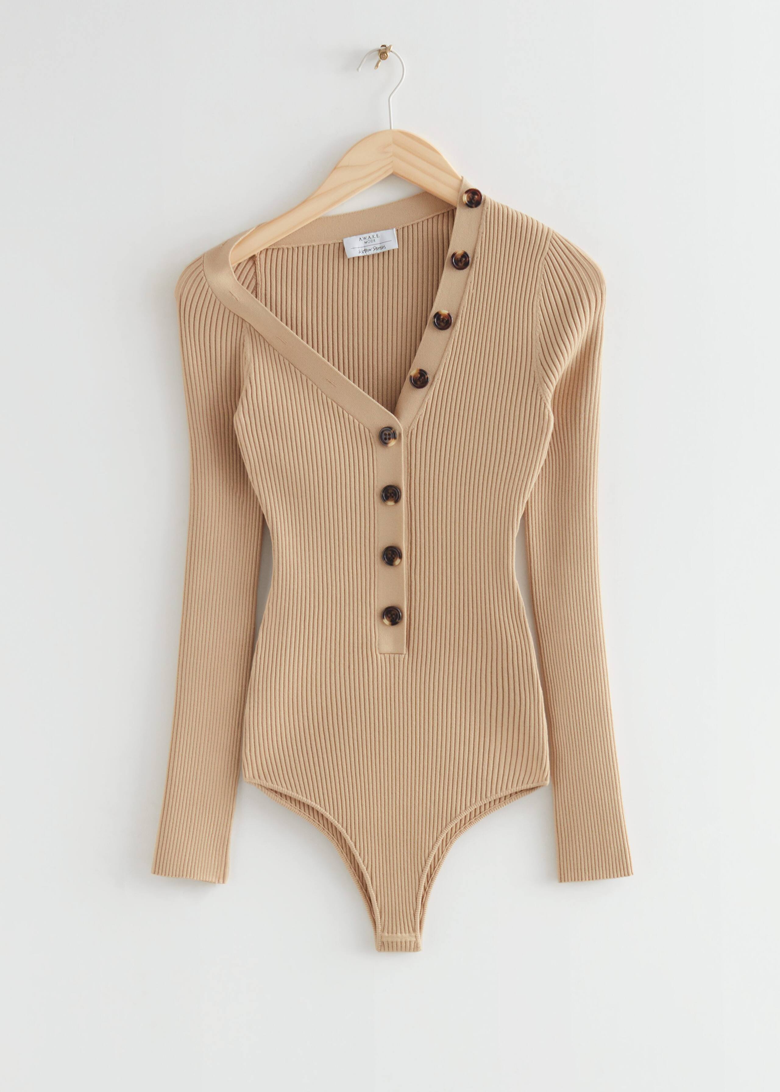 AsymmetricShoulderBodySuit - Beige - Natura morta