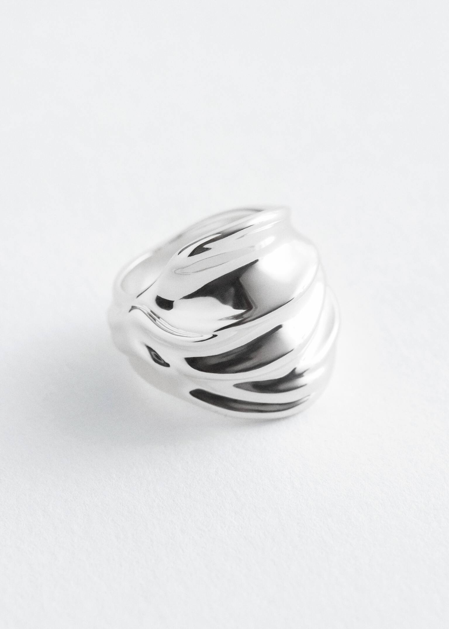 Bague sculpturale ondulée - Argenté