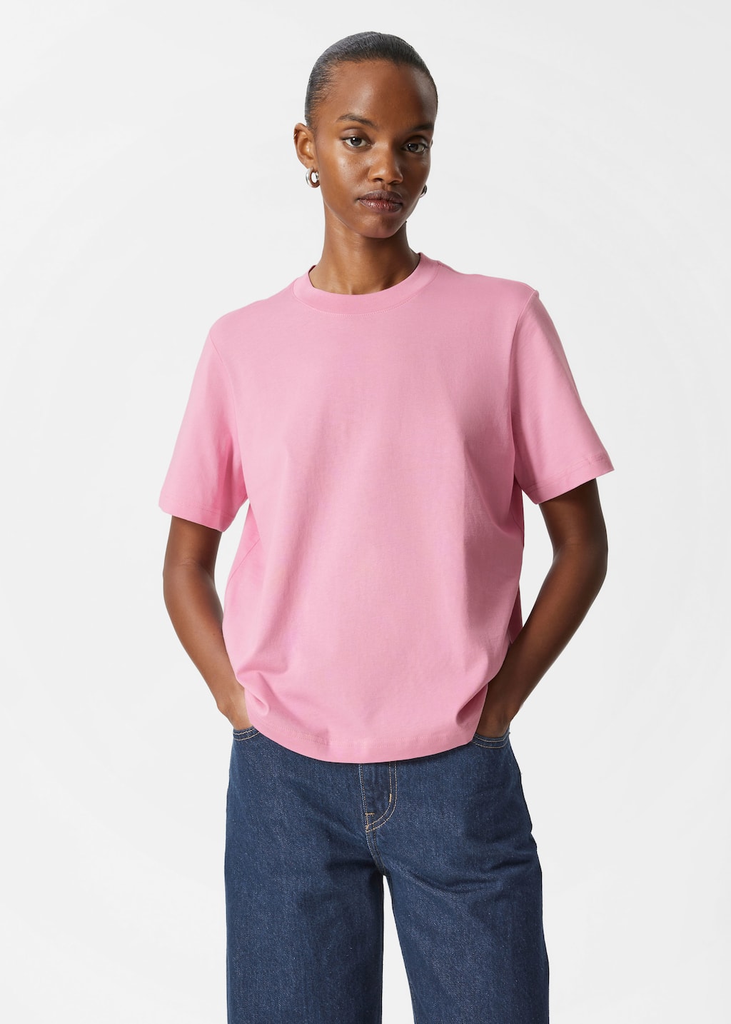 Camiseta de cuello redondo - Beige - Lookbook