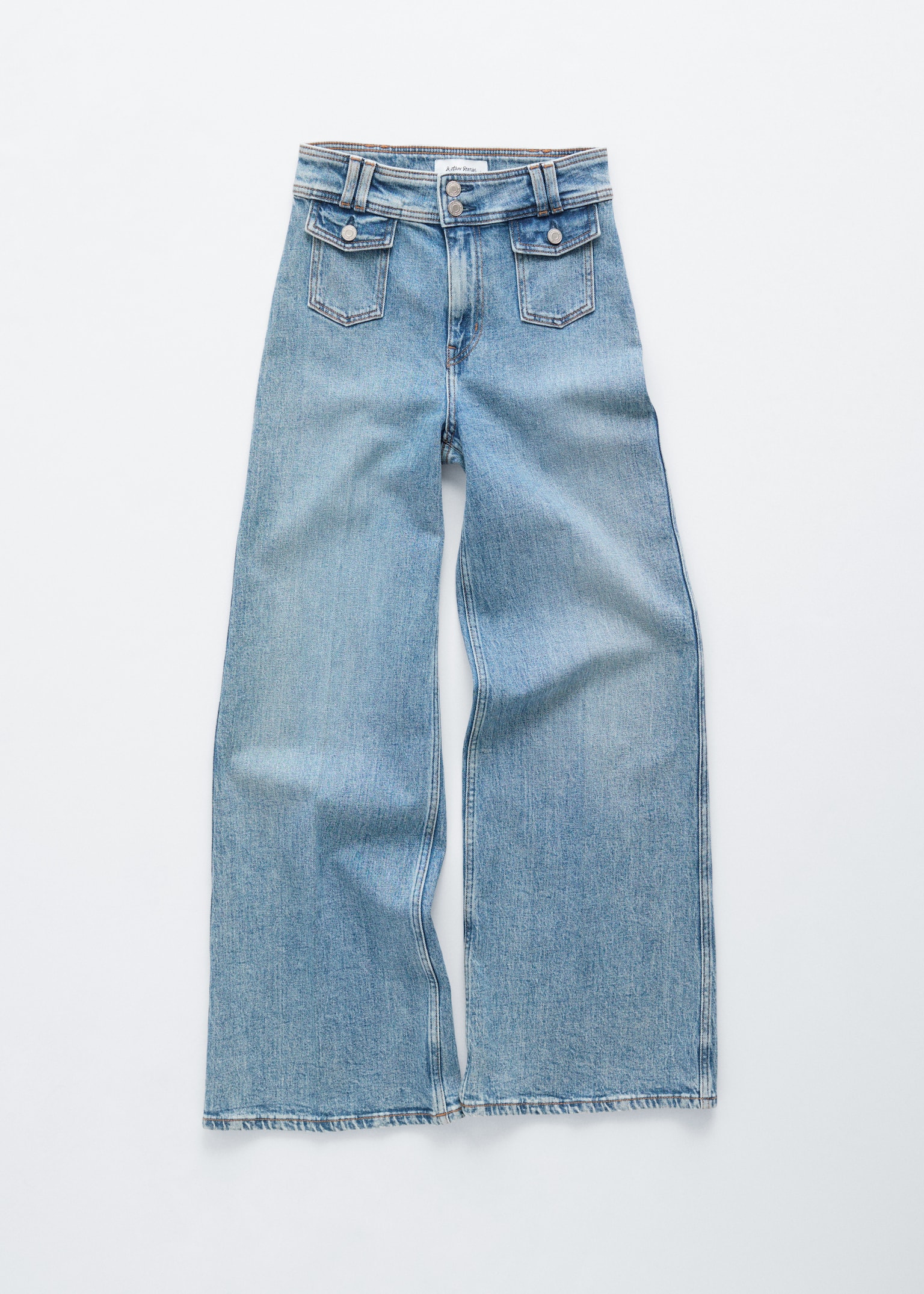 Press-Crease Flared Jeans - Washed Light Blue/Black/Washed Mid Blue - 1
