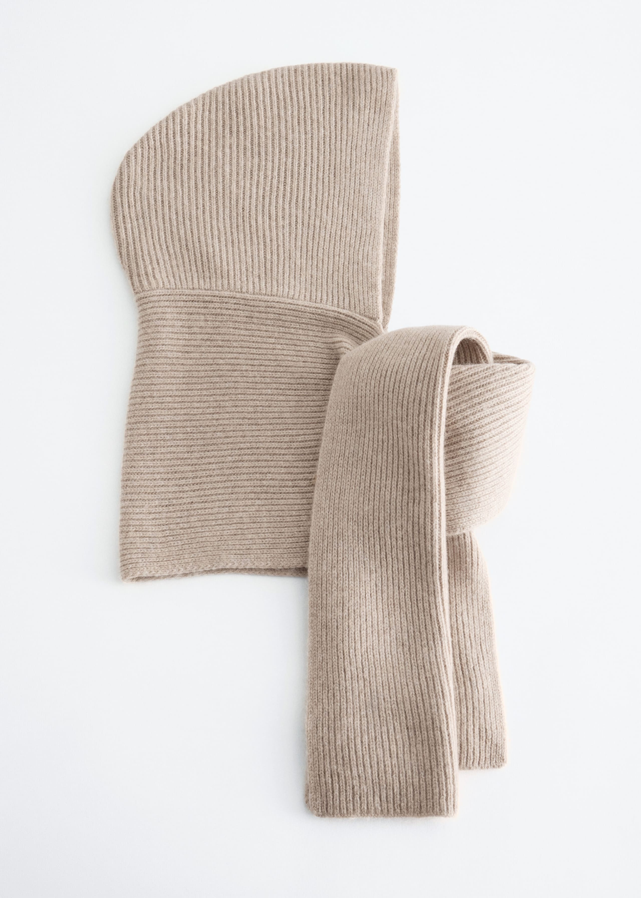 Hooded Wool Scarf - Beige - Still Life
