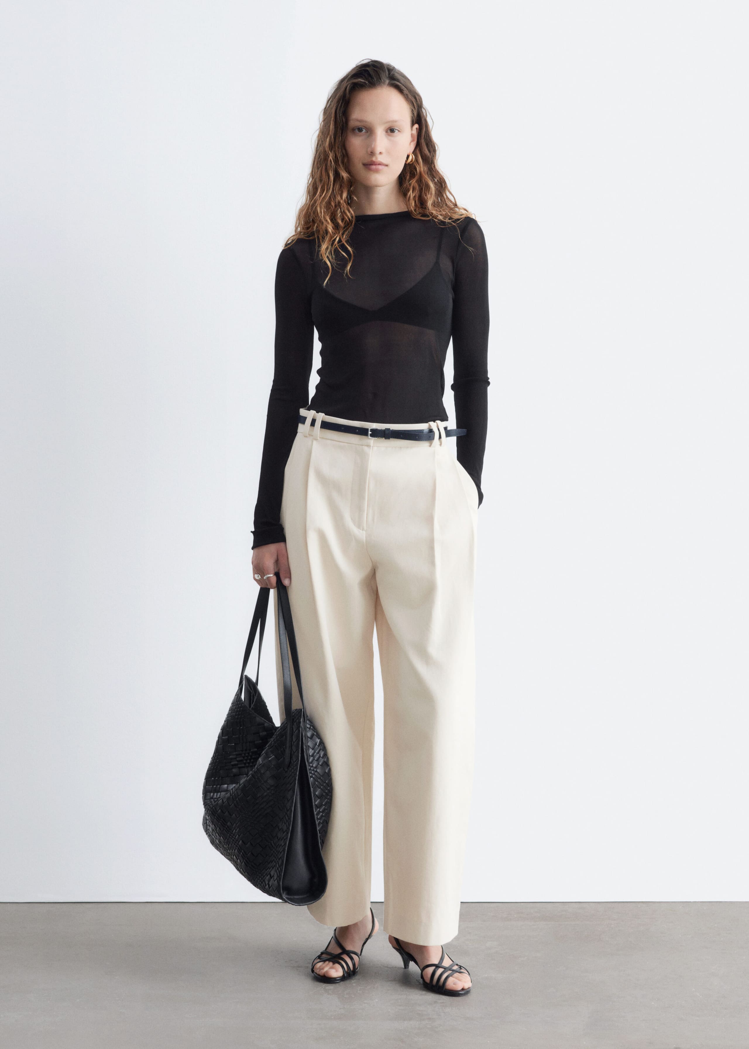 Ribbed Silk Top - Black - Lookbook