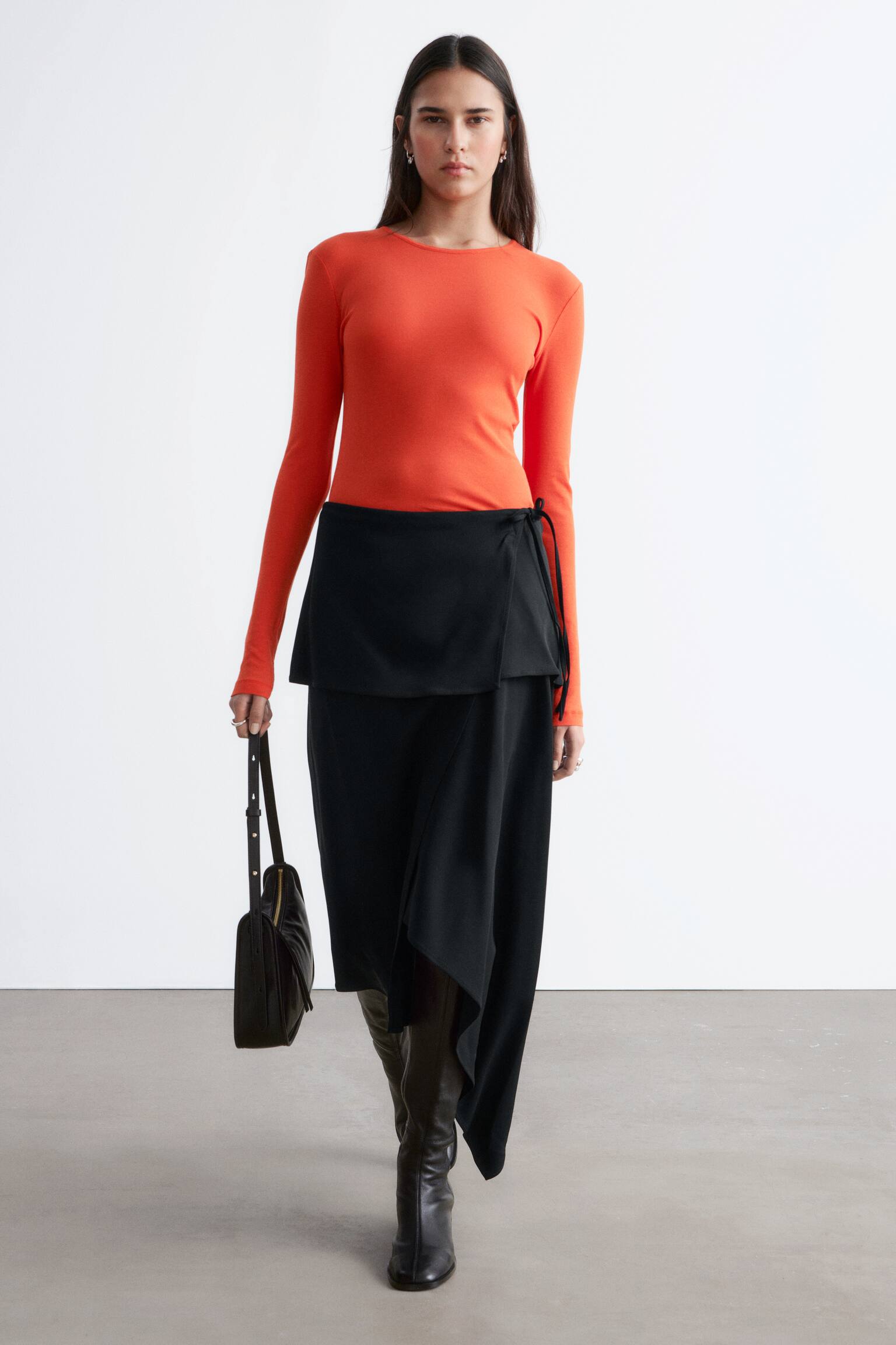 Long-Sleeve Cotton Top - Orange/Burgundy/White - 6