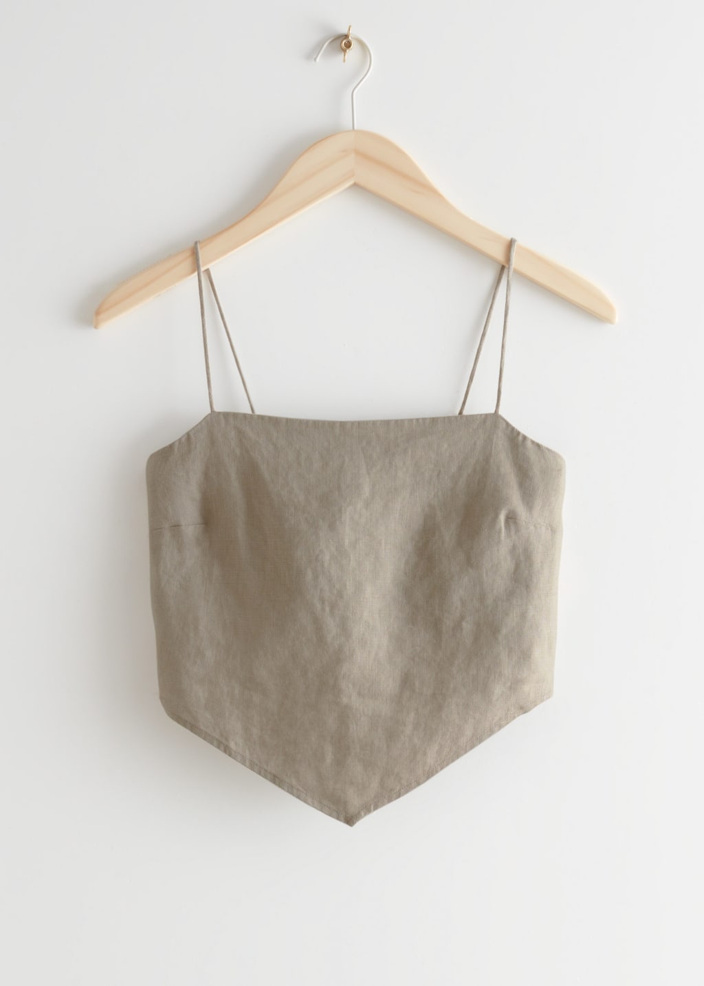 Spaghetti Strap Linen Top - Beige - Bodegón