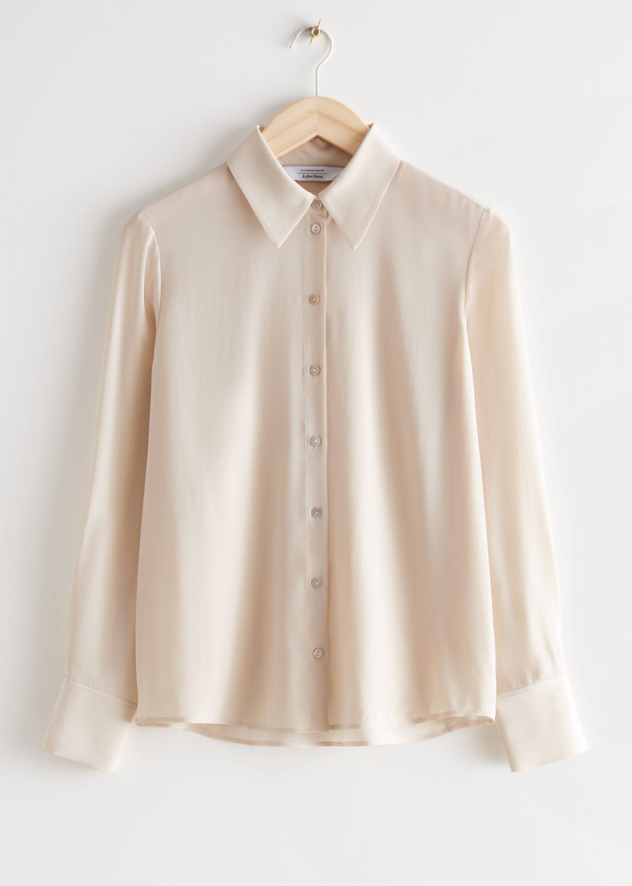 Shell Button Silk Shirt - Pistachio - Natura morta