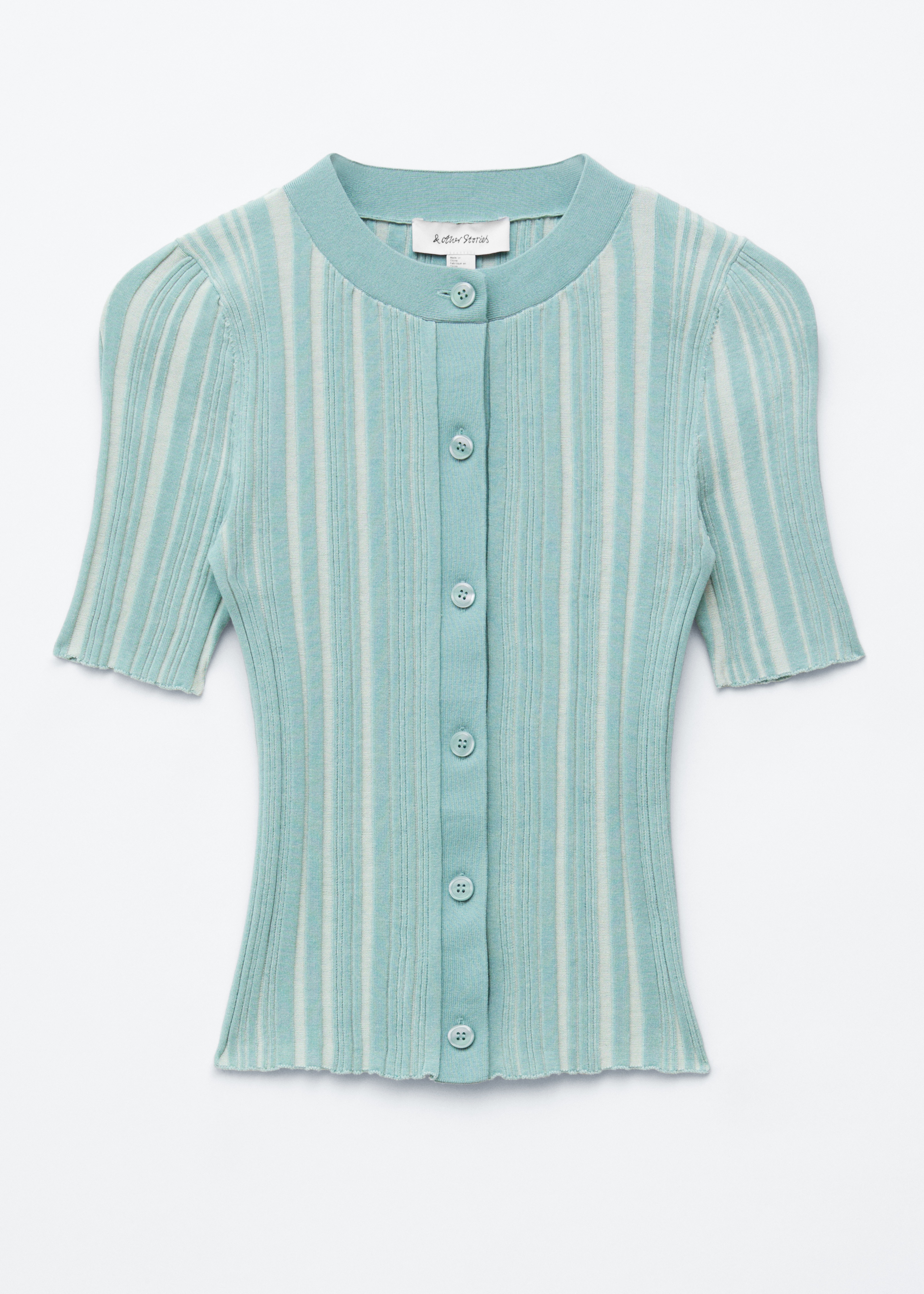 Cardigan a maniche corte con lavorazione a coste - Turquoise/Chartreuse