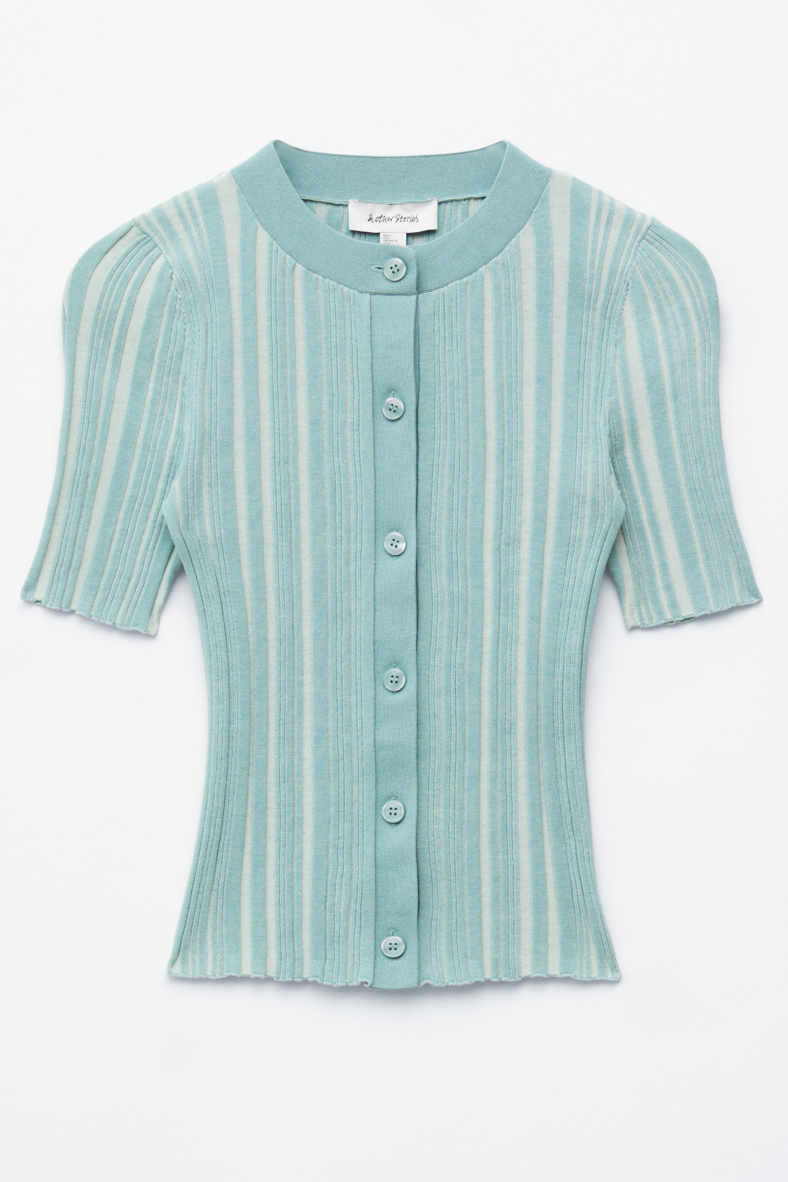 Cardigan a maniche corte con lavorazione a coste - Turquoise/Chartreuse