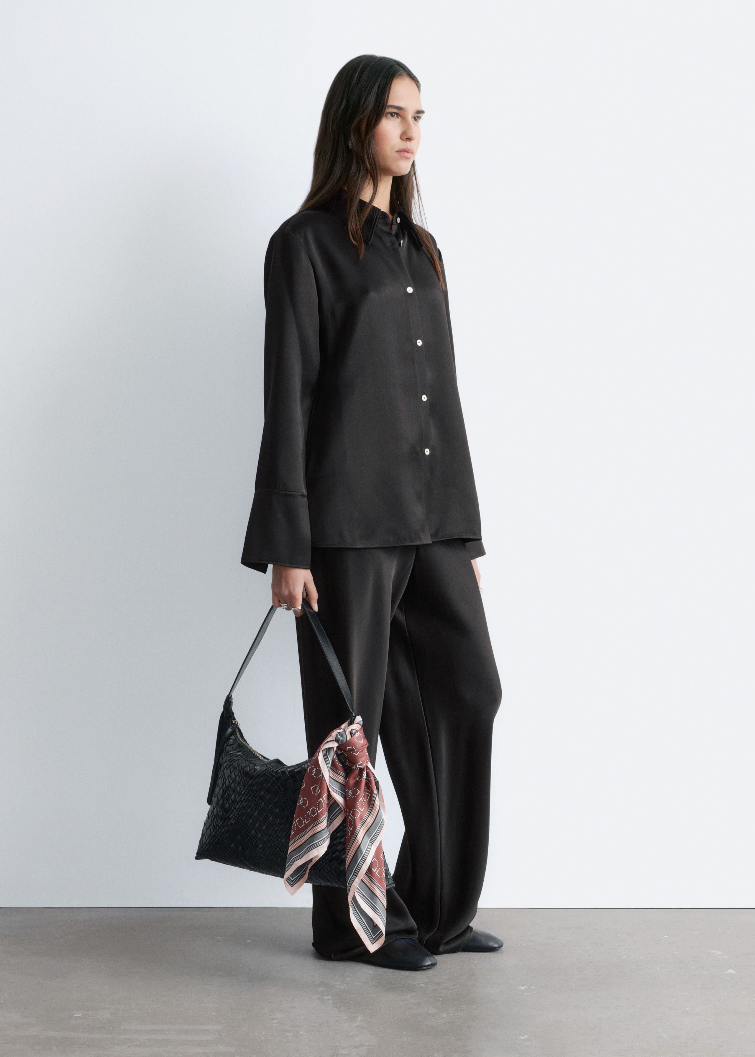 Image of Drawstring Satin Trousers