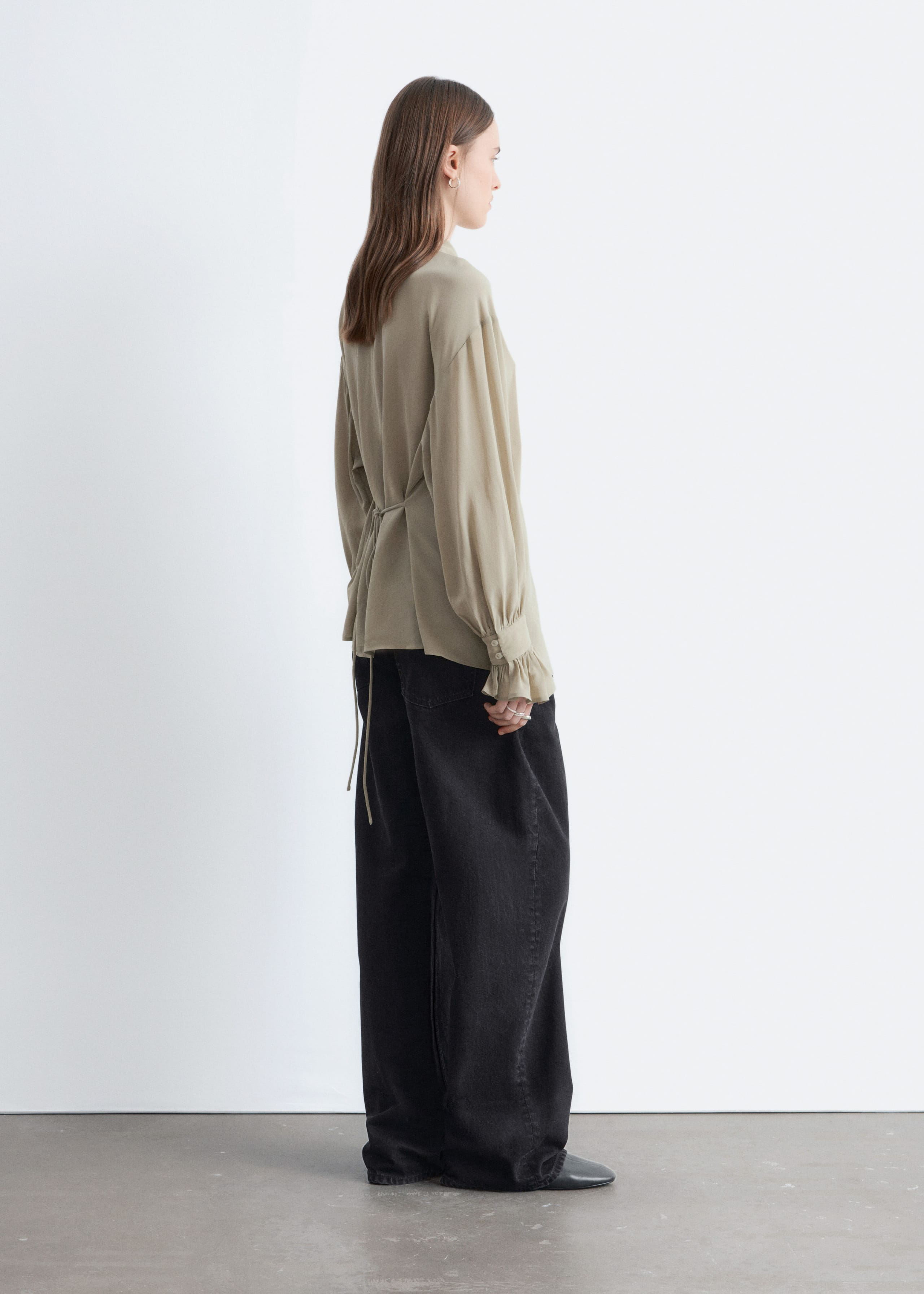 Image of Tie-Back Gathered Blouse