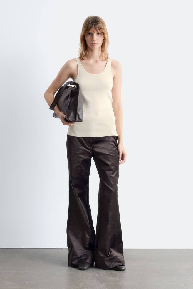 Ballerines en cuir-Marron foncé - 6