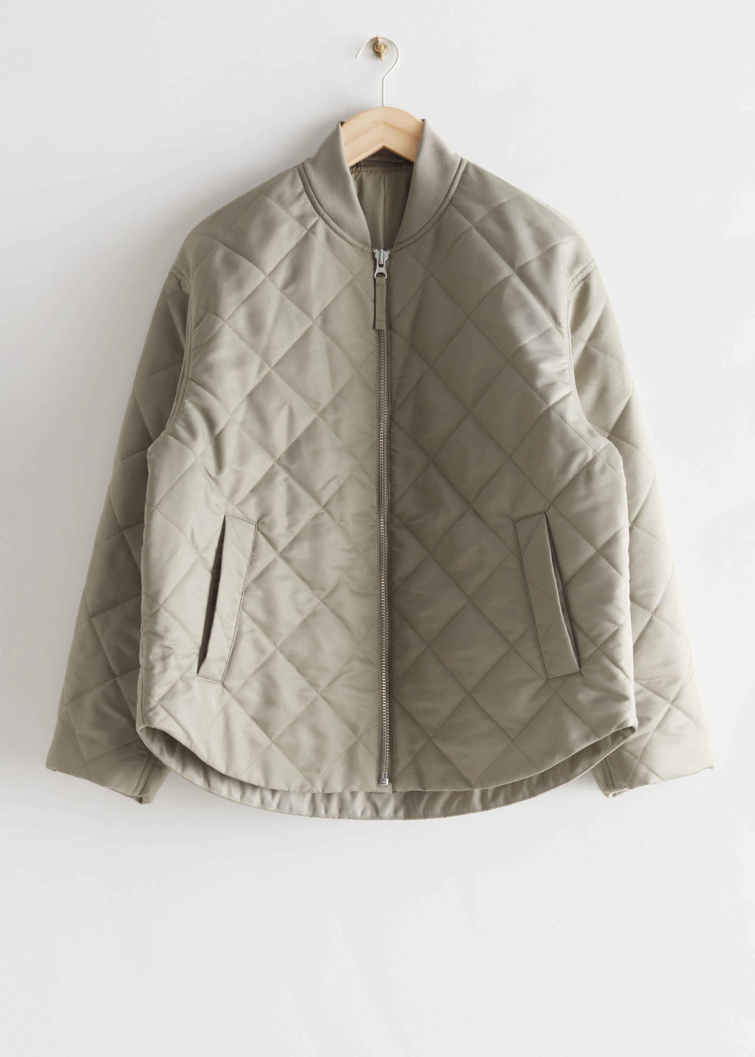 Oversized Quilted Jacket - Khaki - Natura morta