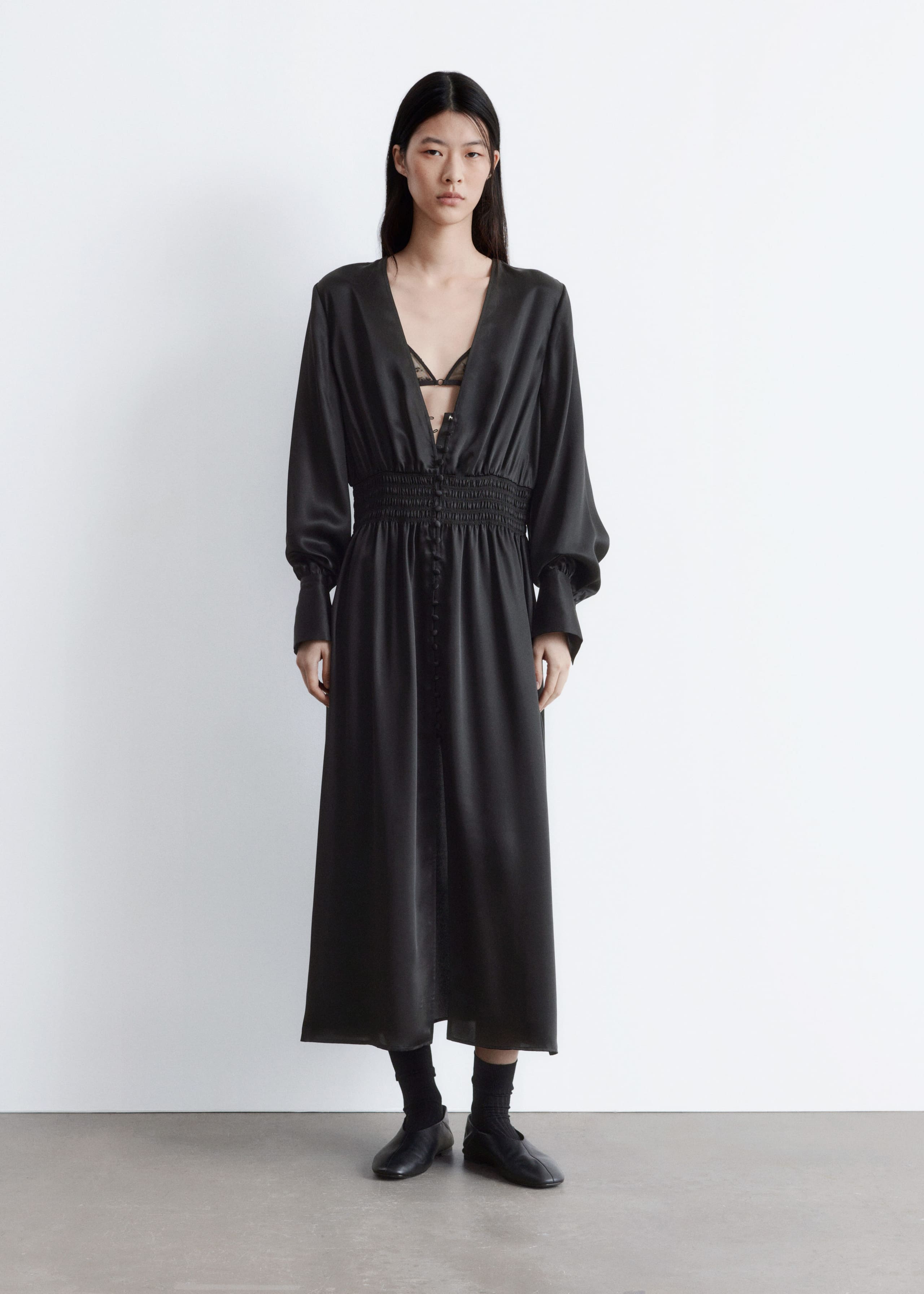 Image of Midi-Hemdblusenkleid aus Satin