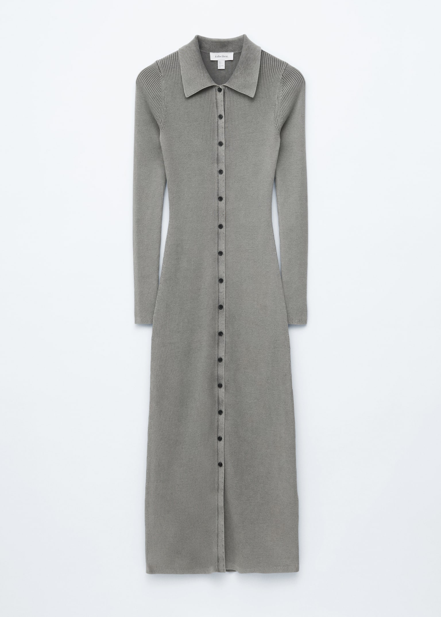 Dżersejowa sukienka koszulowa midi - Szary - 1