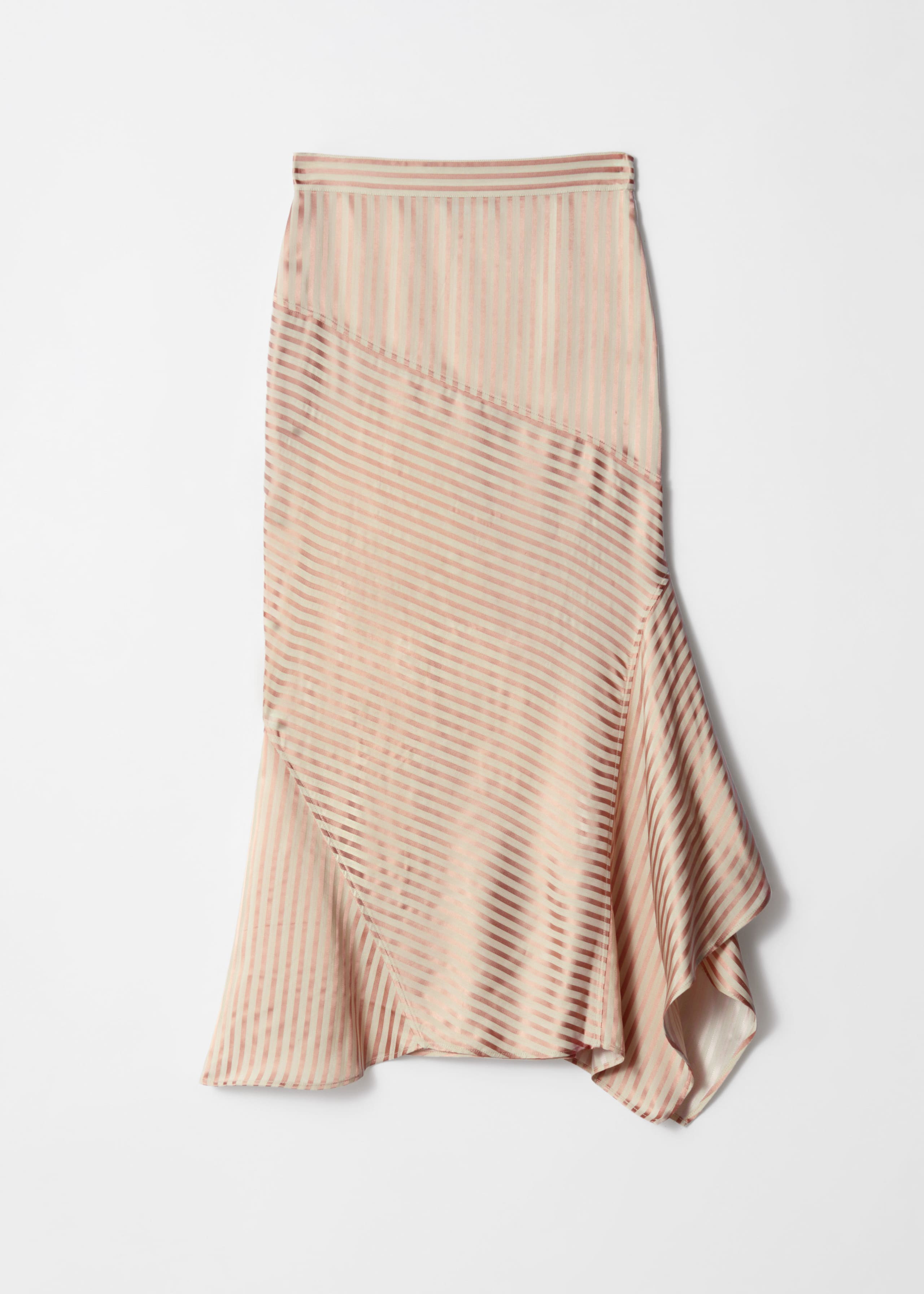 Flounced Pencil Midi Skirt - Beige/Pink - Still Life
