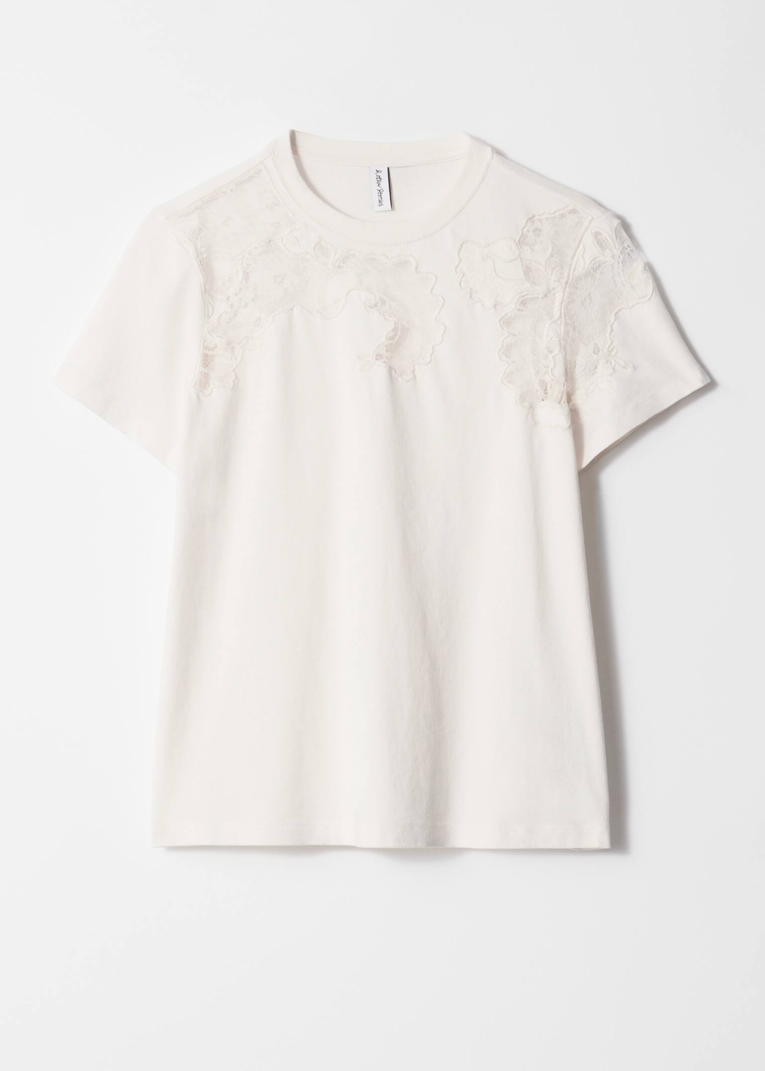 T-Shirt mit Stickerei aus transparenter Spitze - Weiß - 2