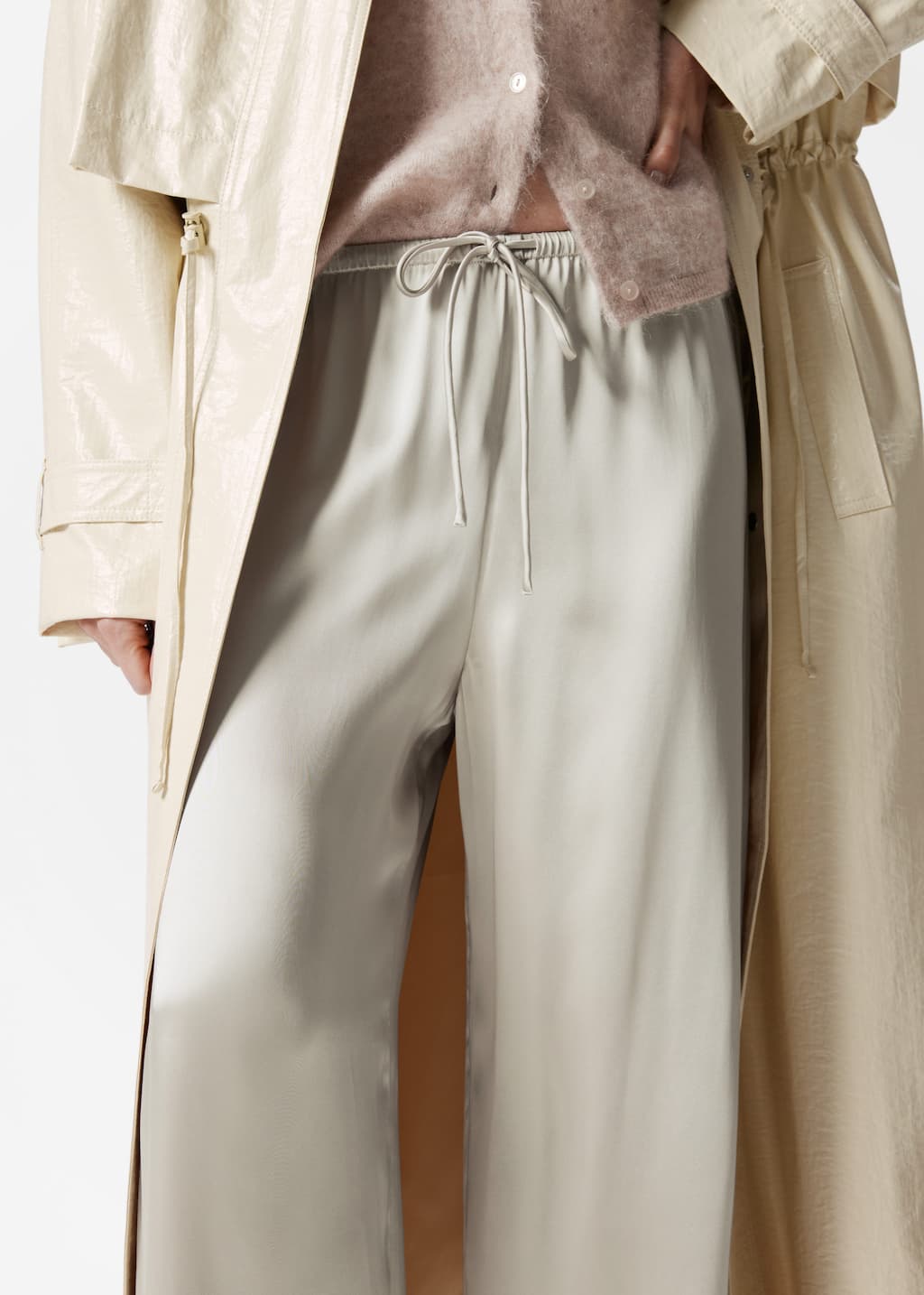 Image of Drawstring Satin Trousers