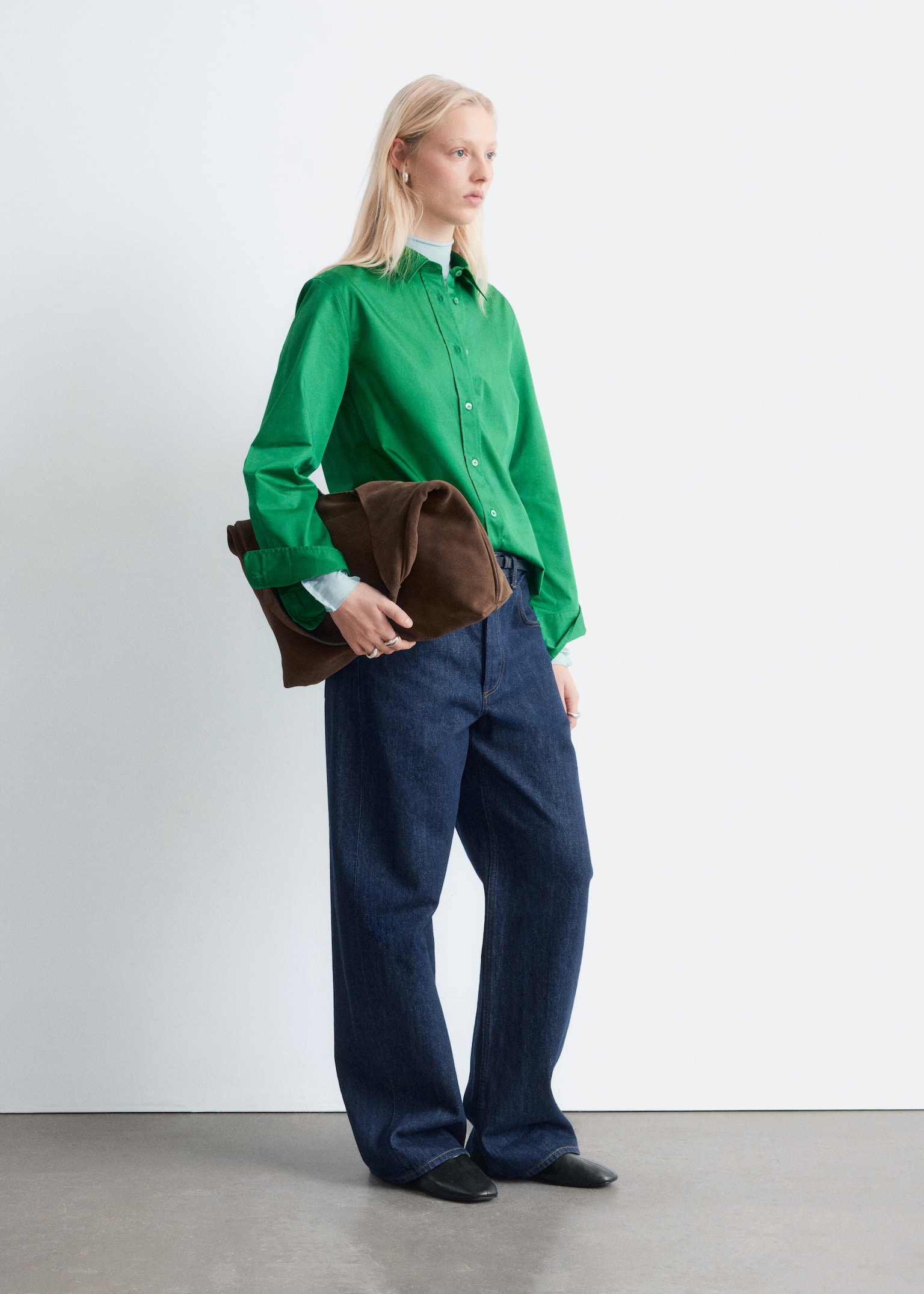 Bomuldsskjorte - Grøn/Flødefarvet - 3