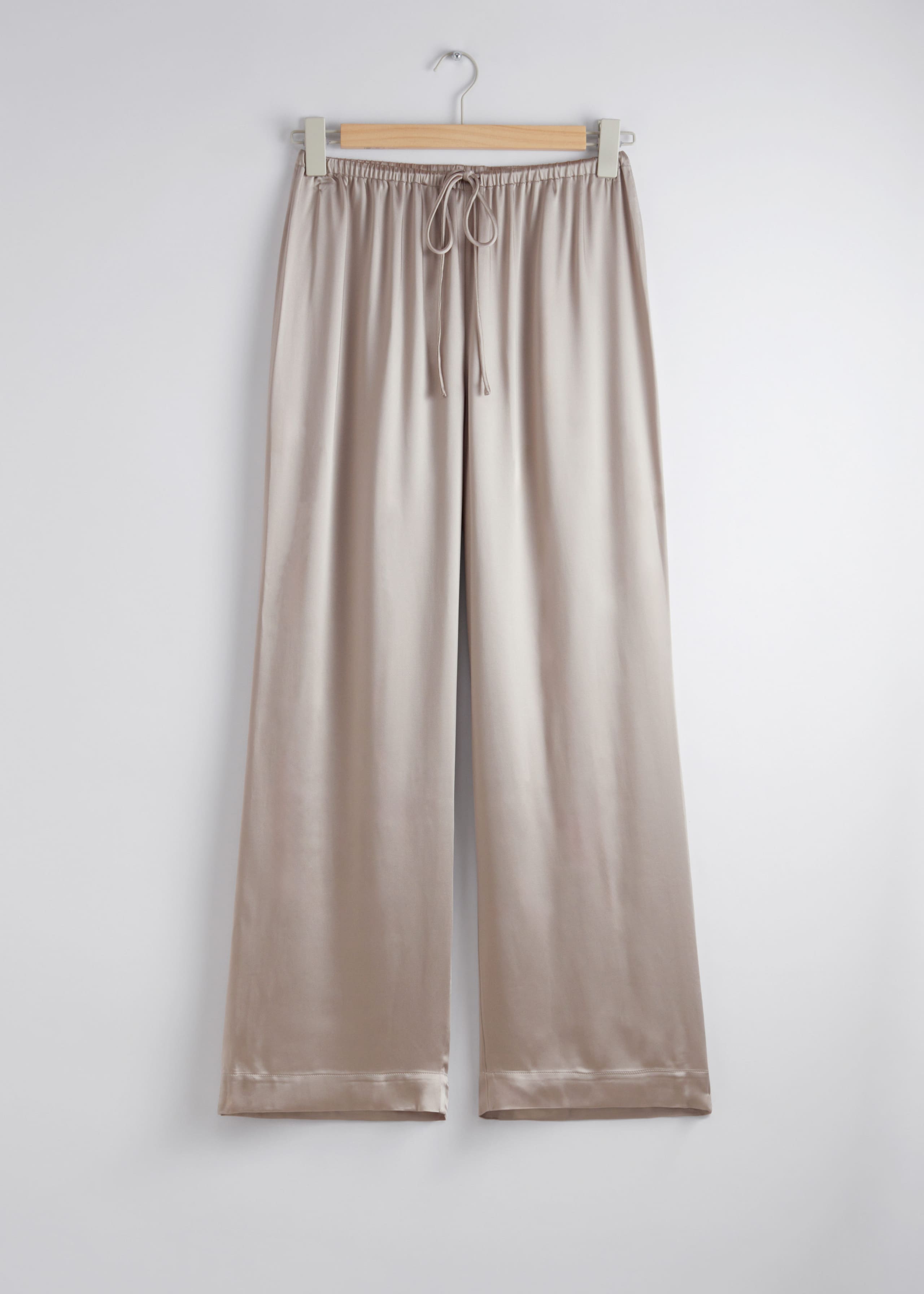 Satin Drawstring Trousers - Brown - Still Life