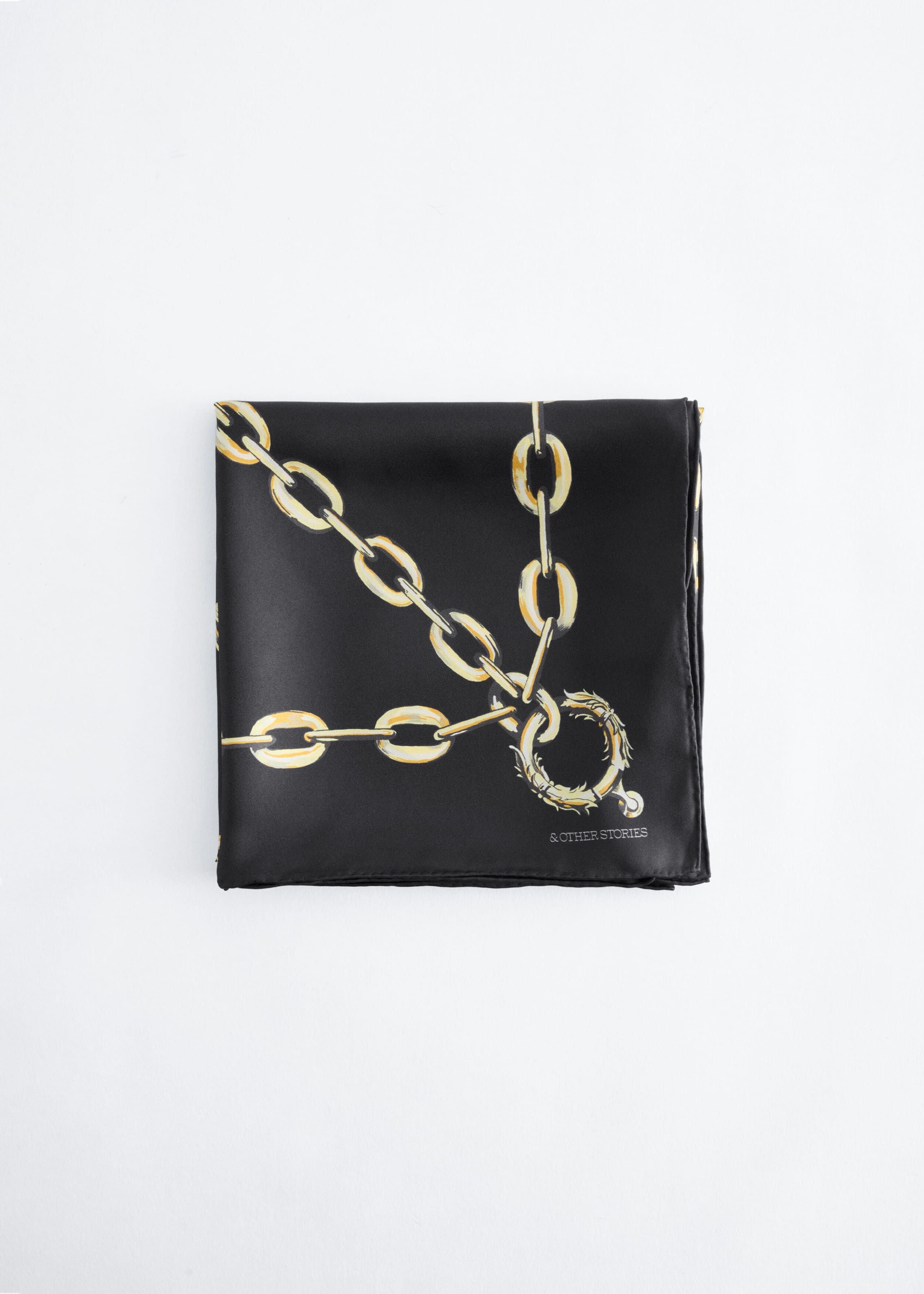 Printed Silk Scarf - Black/Gold - Still Life