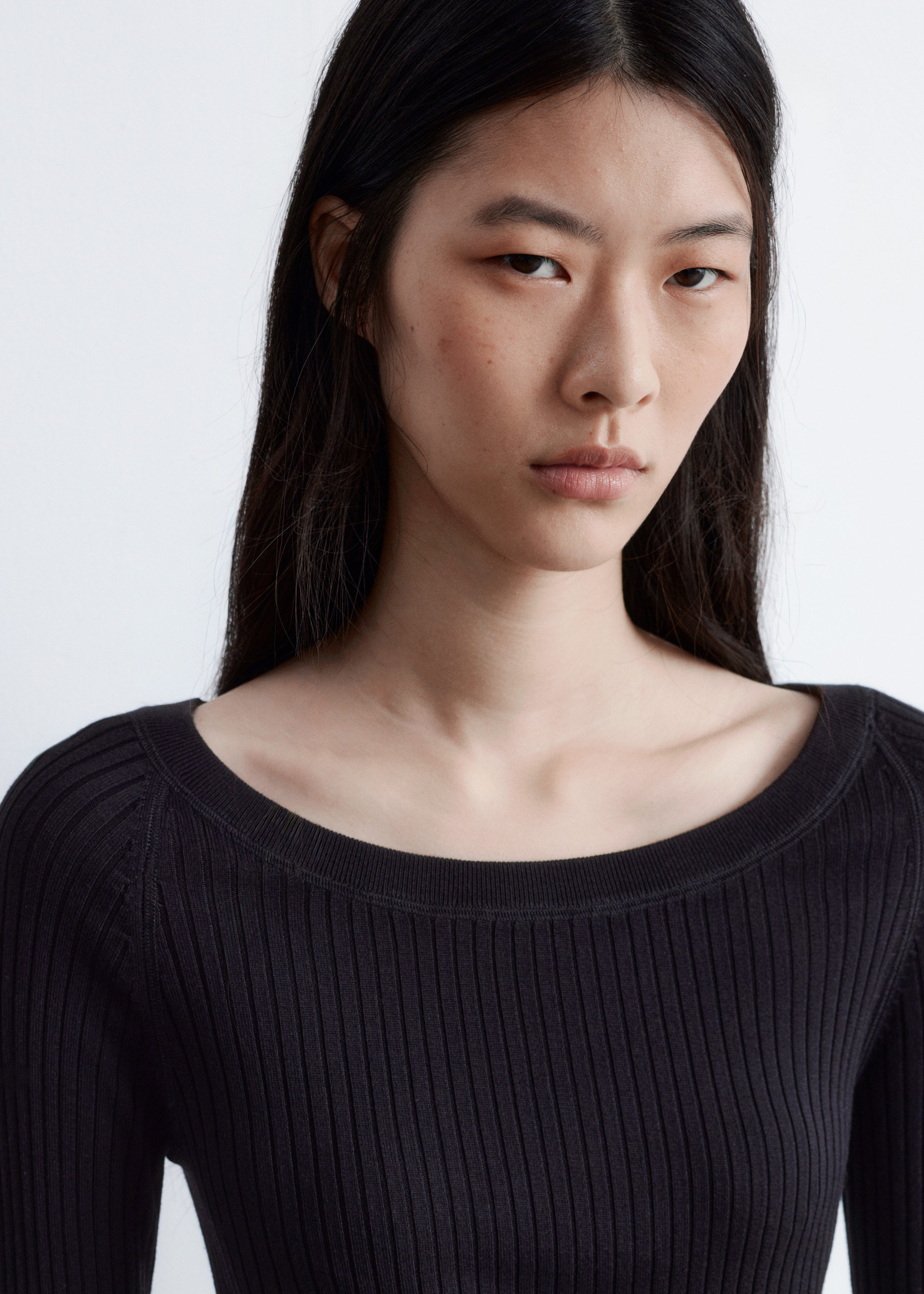Boat-Neck Rib-Knit Top - Black - & Other Stories US