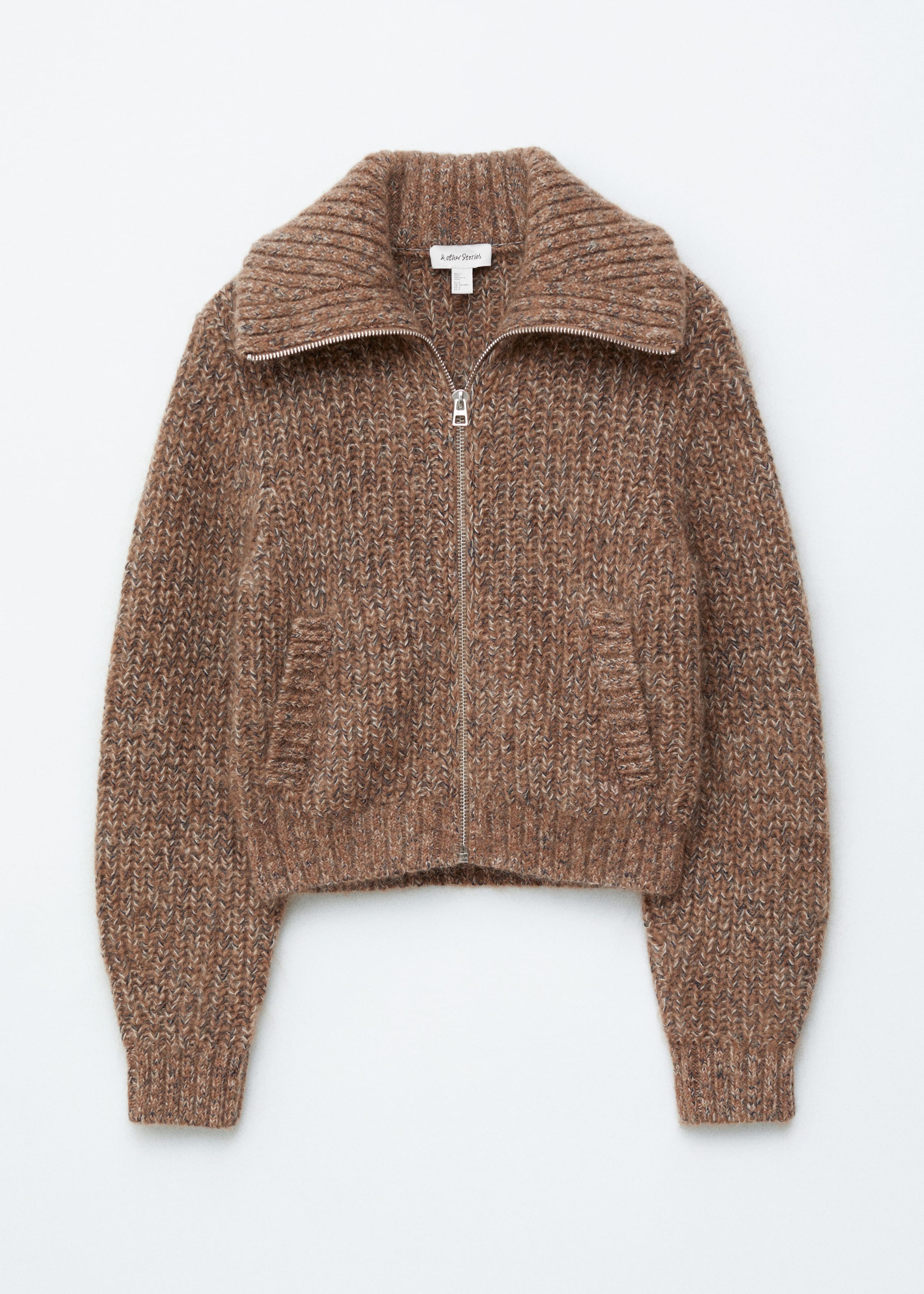Image of Knitted Zip-Up Cardigan