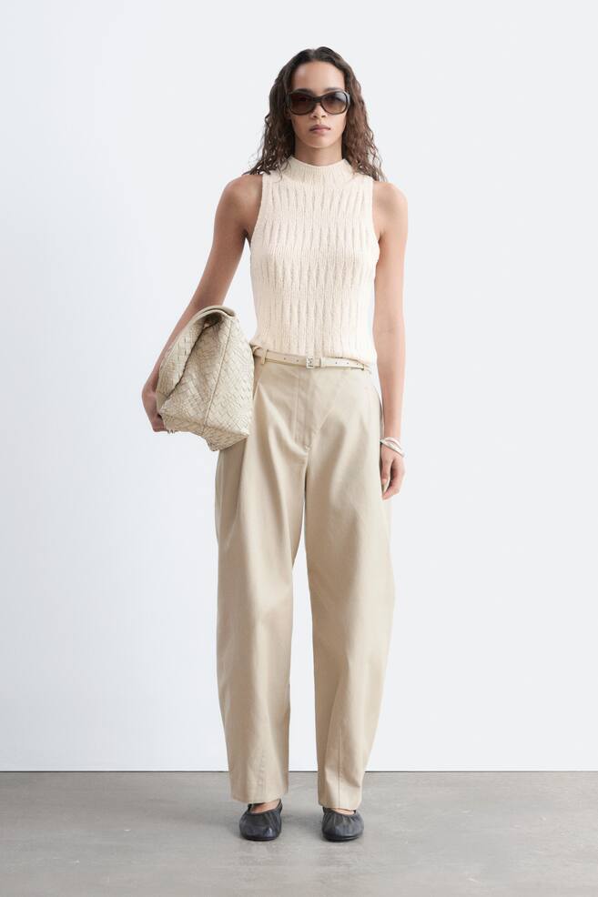 Pantalones de perneras de barril - Beige claro/Negro - 1