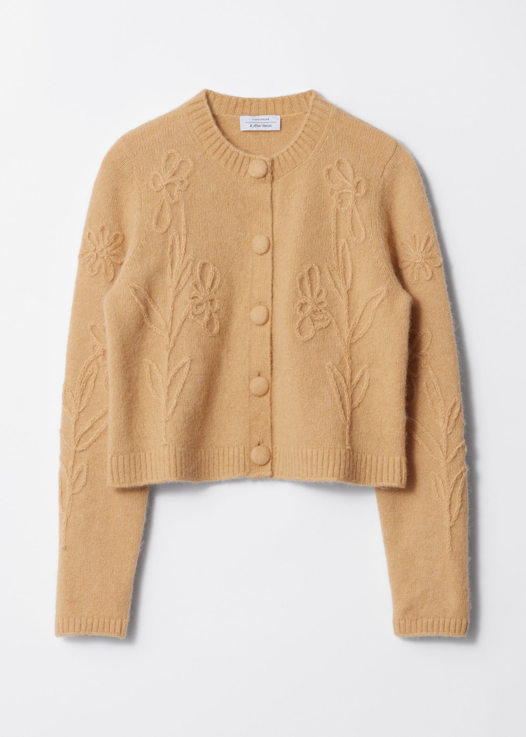 Floral-Appliqué Knit Cardigan - Ivory - Still Life