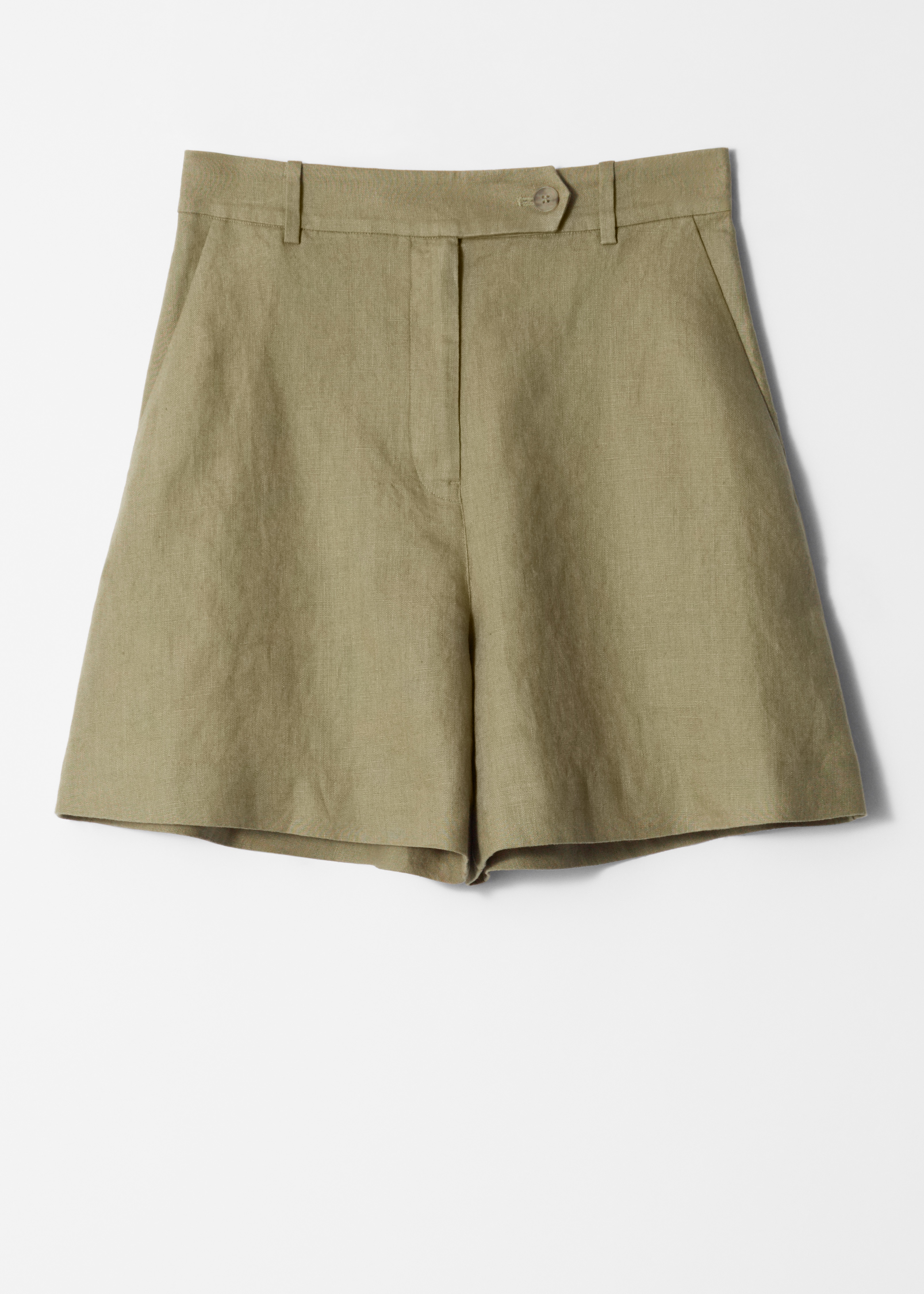 Lněné šortky - Khaki zelená/Světle modrá/Tmavě hnědá/Světle růžová