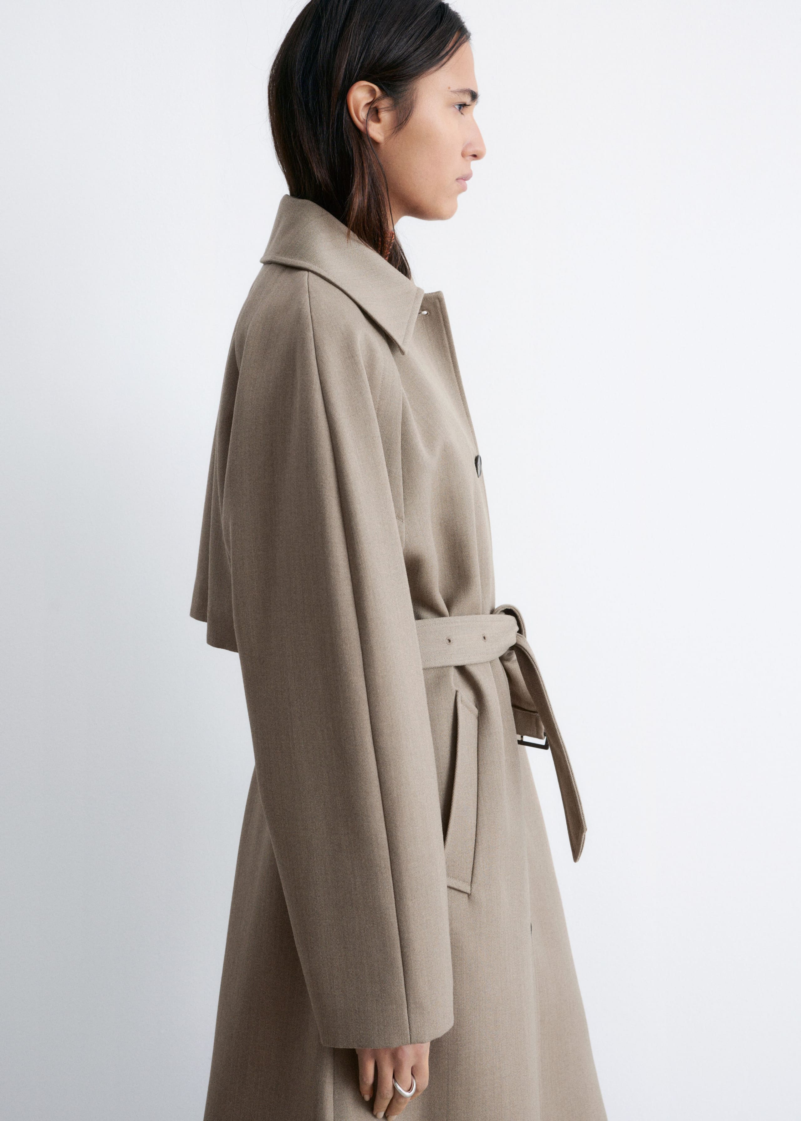 Tie-Belt Wool Trench Coat - Mole - Lookbook