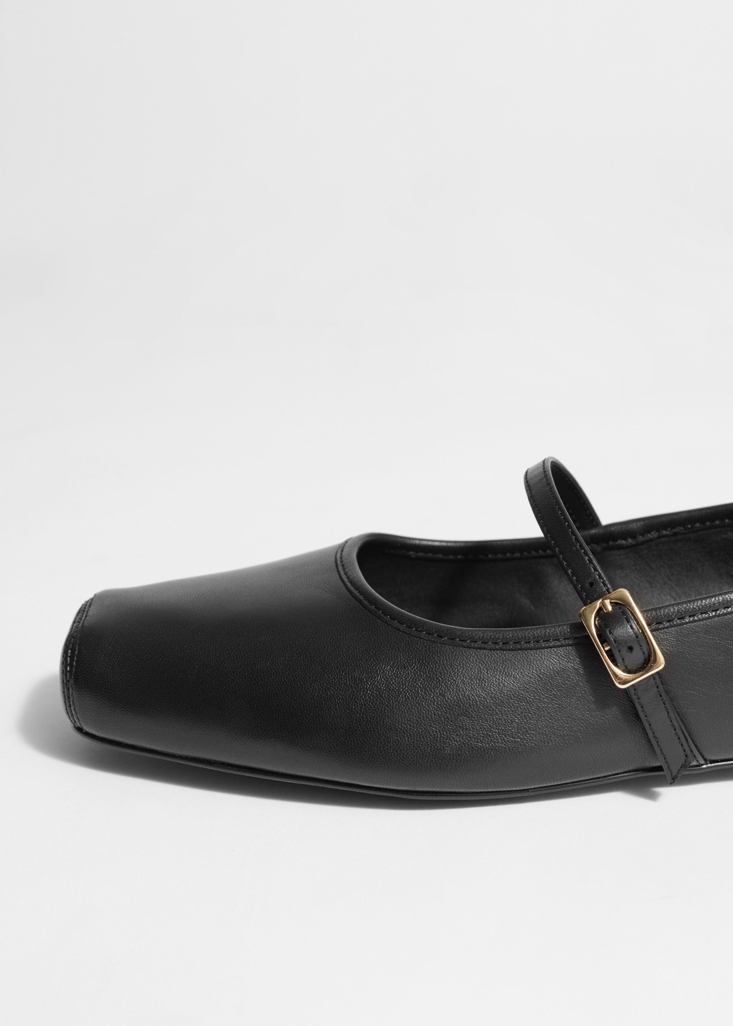 Klassische Ballerinas Aus Leder Mit Schnalle – Quadratische Zehen, Flache Mary Janes Für Büro & Freizeit