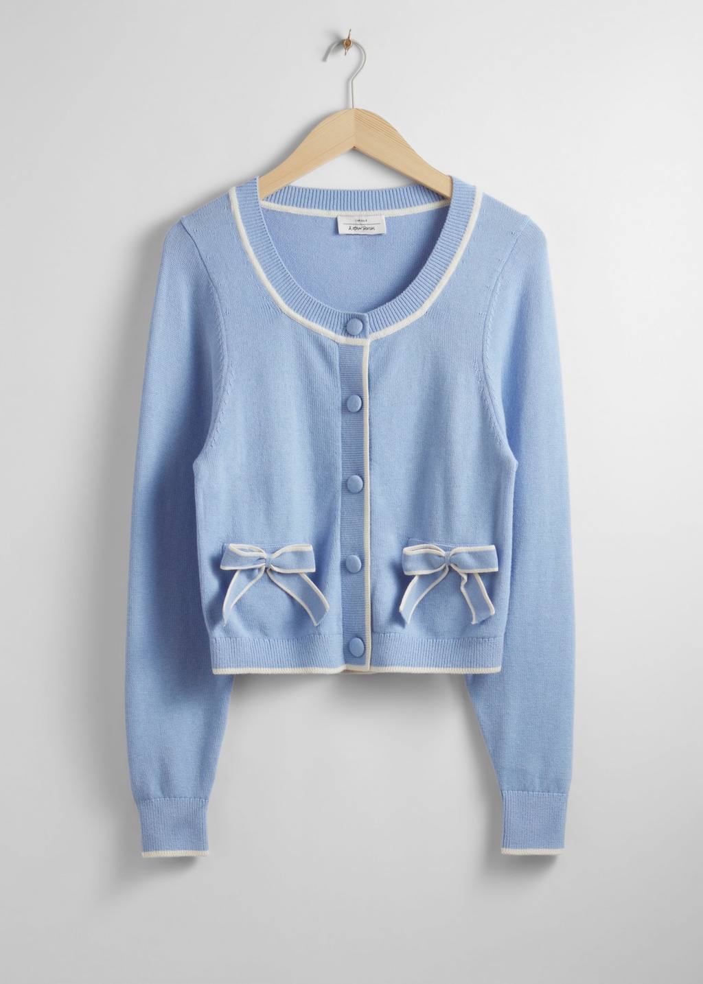 Bow-Detailed Knit Cardigan - Light Blue - Still Life