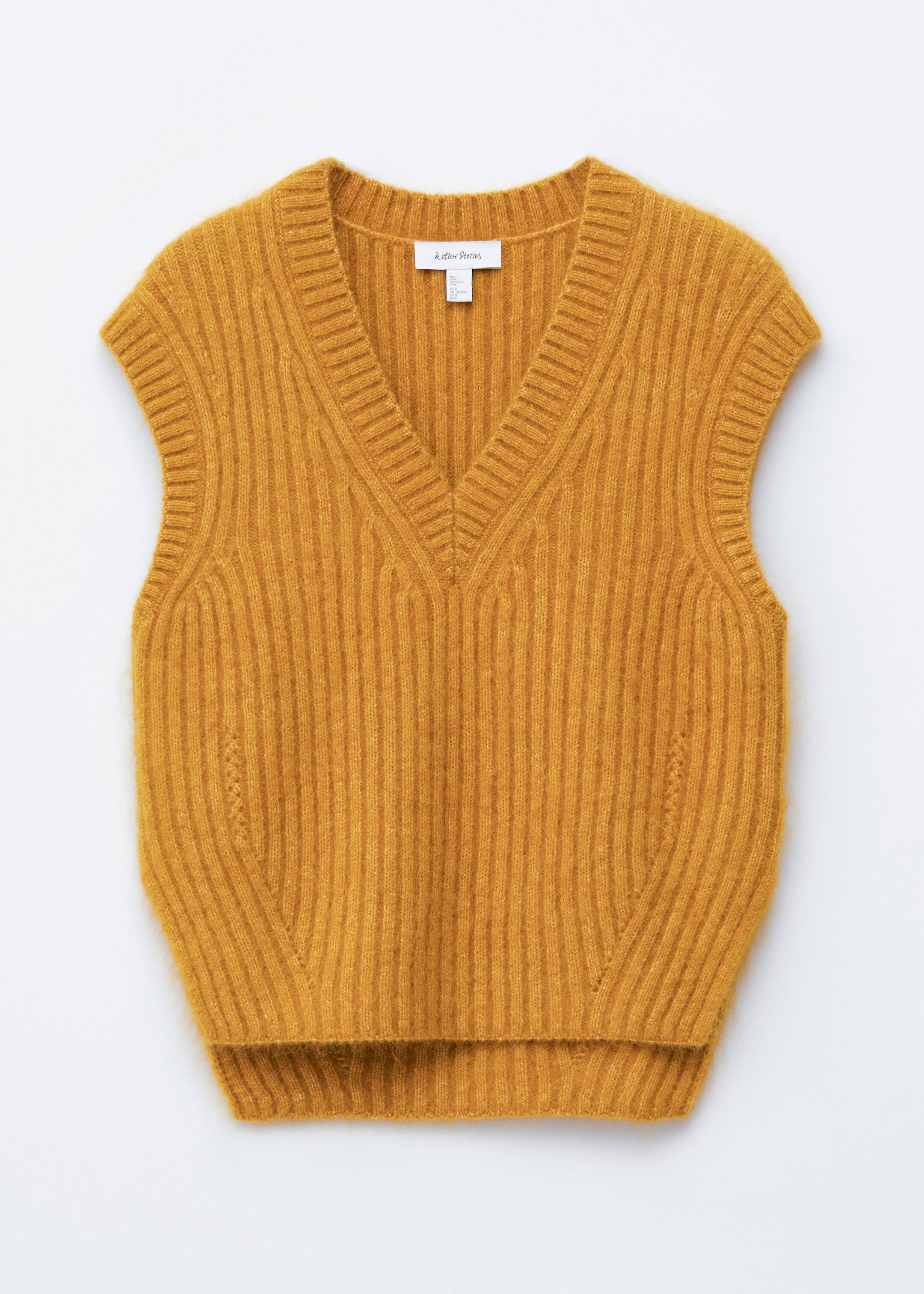 View larger image: Knitted Mohair-Blend V-Neck Vest - Mustard Yellow - Ladies | H&M GB 6