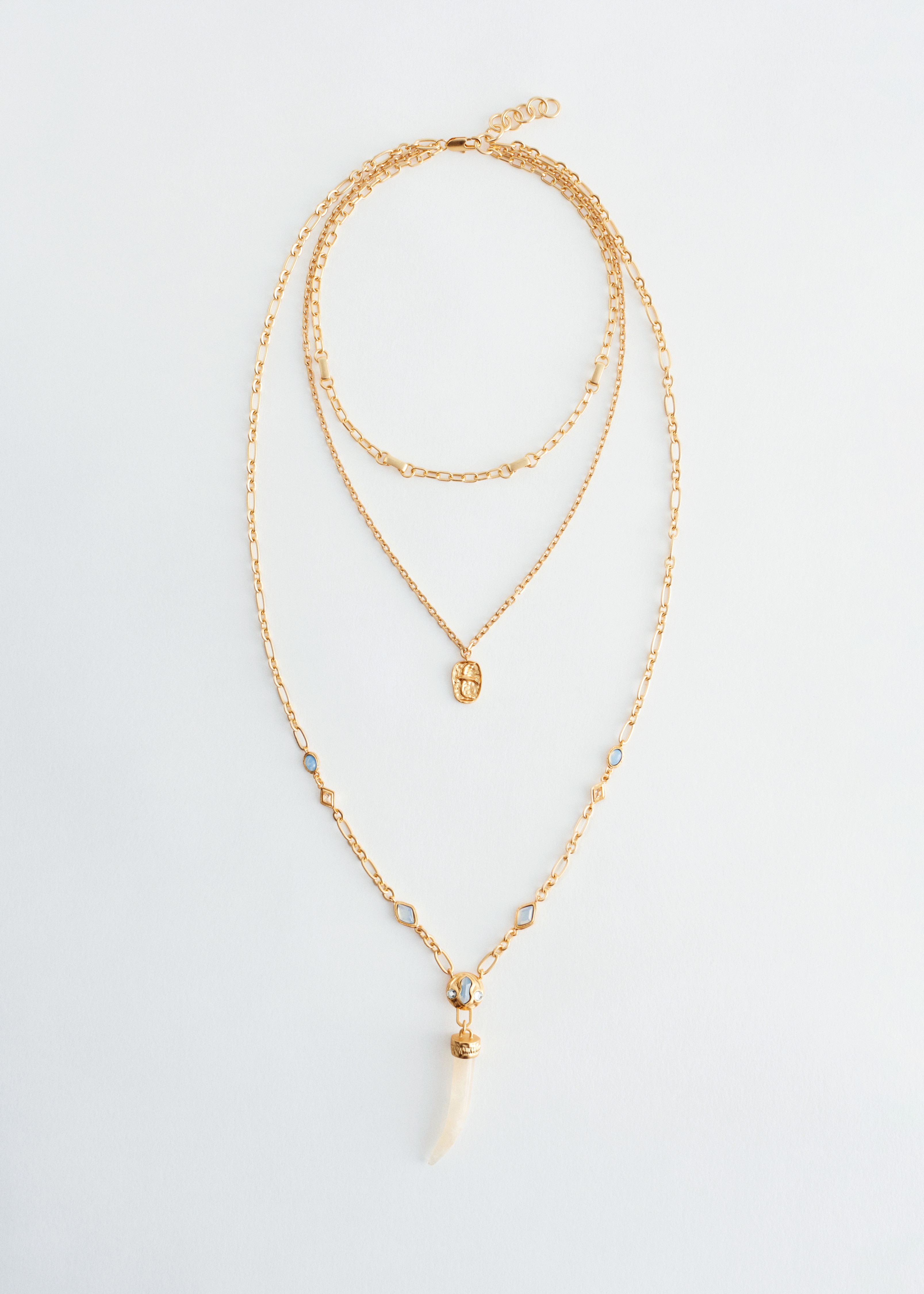 Réteges medálos nyaklánc - Arany/többszínű