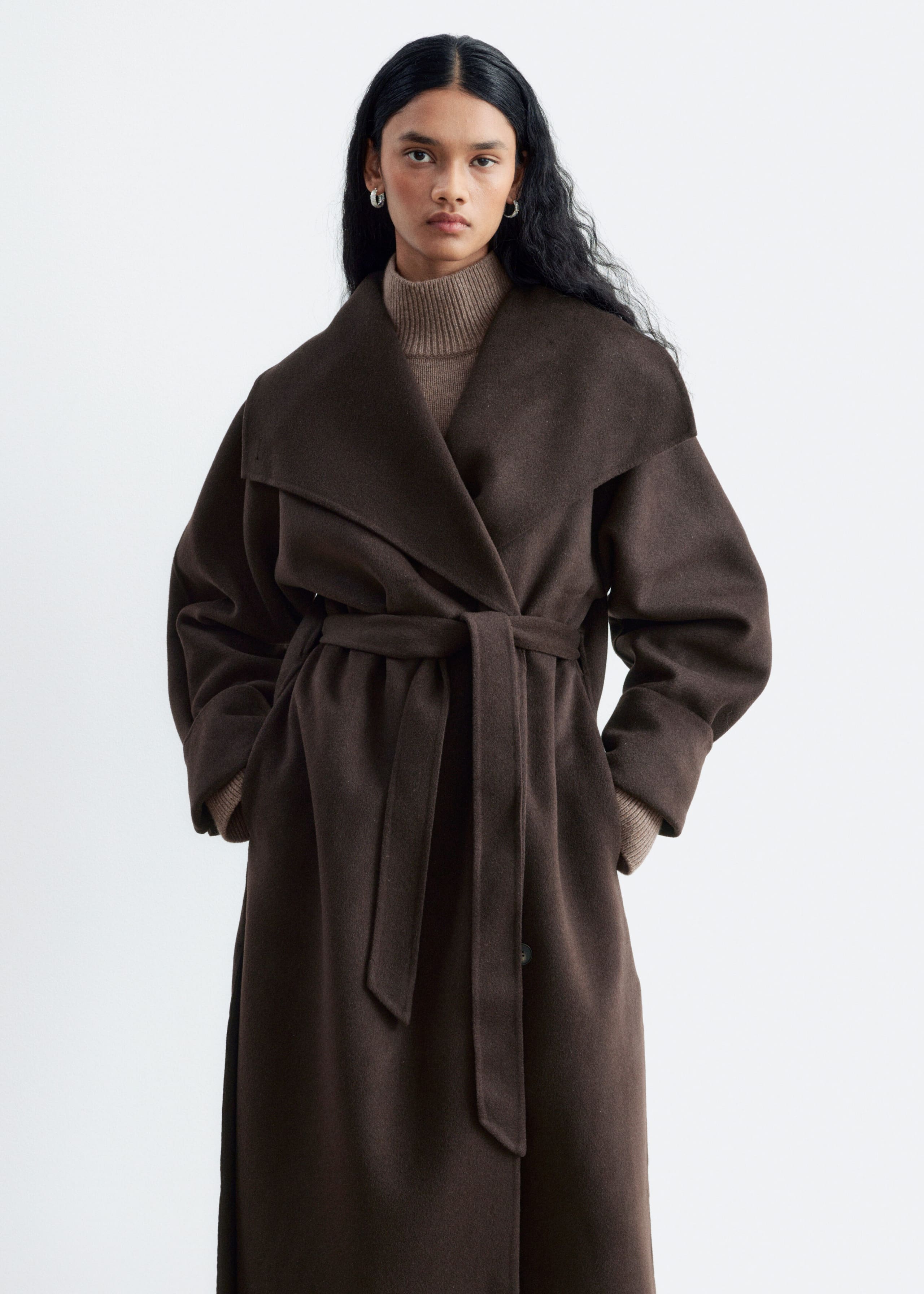 Oversized Wool Coat - Dark Brown - Lookbook